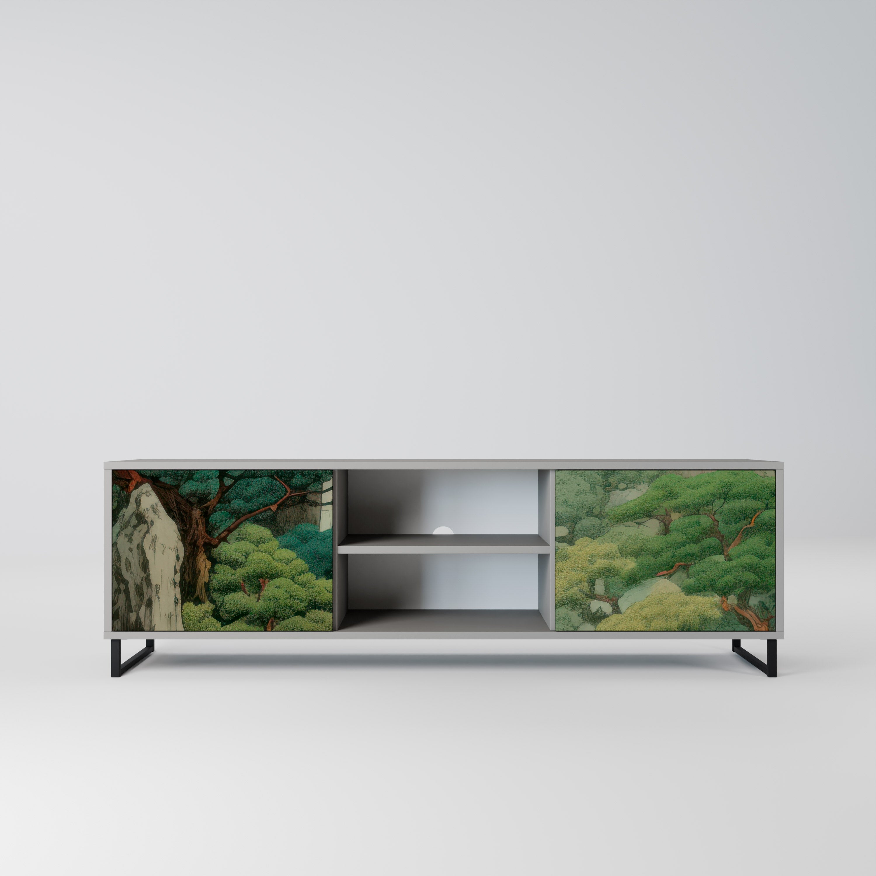 VERDURE ABYSS 2-Door TV Stand in Grey Finish