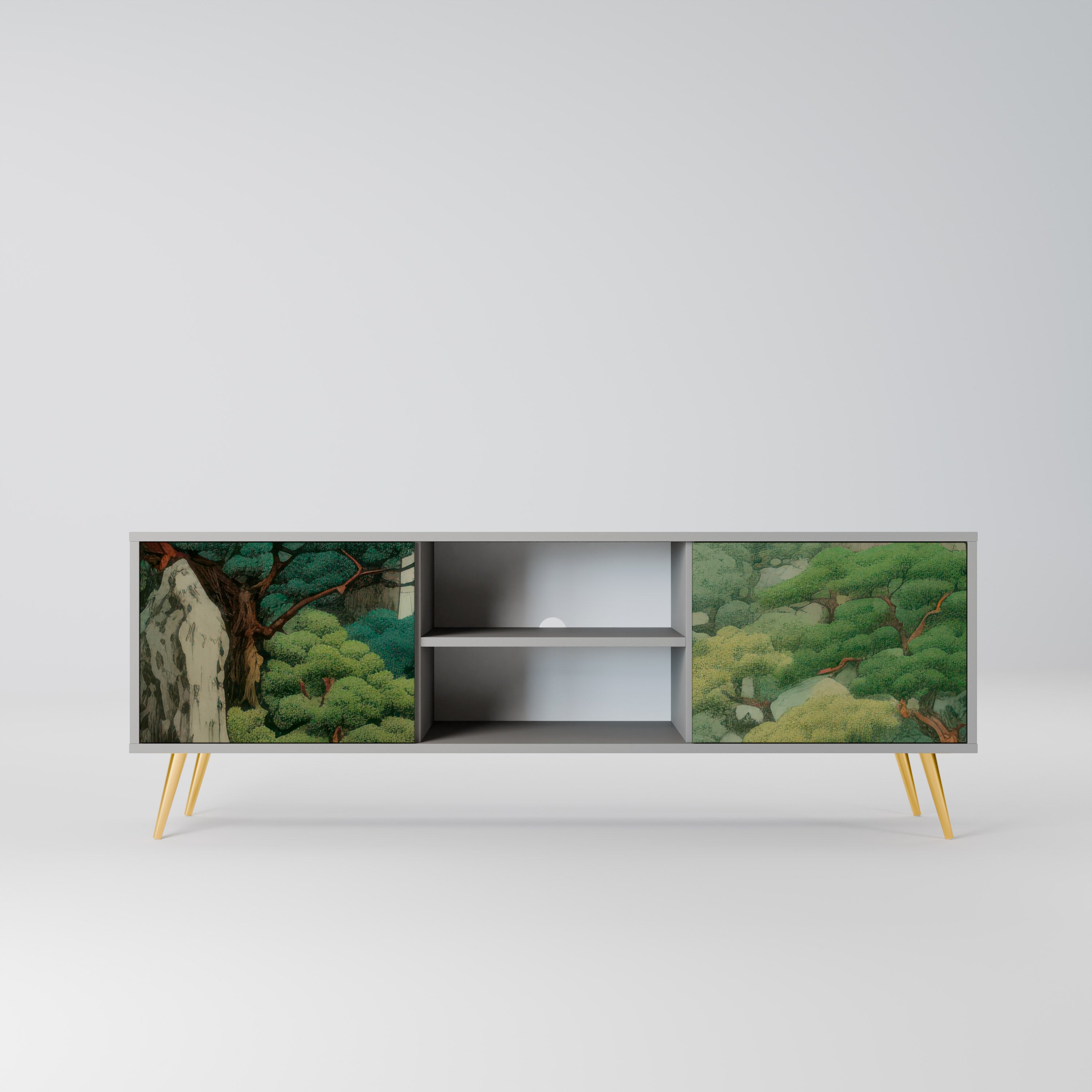 VERDURE ABYSS 2-Door TV Stand in Grey Finish