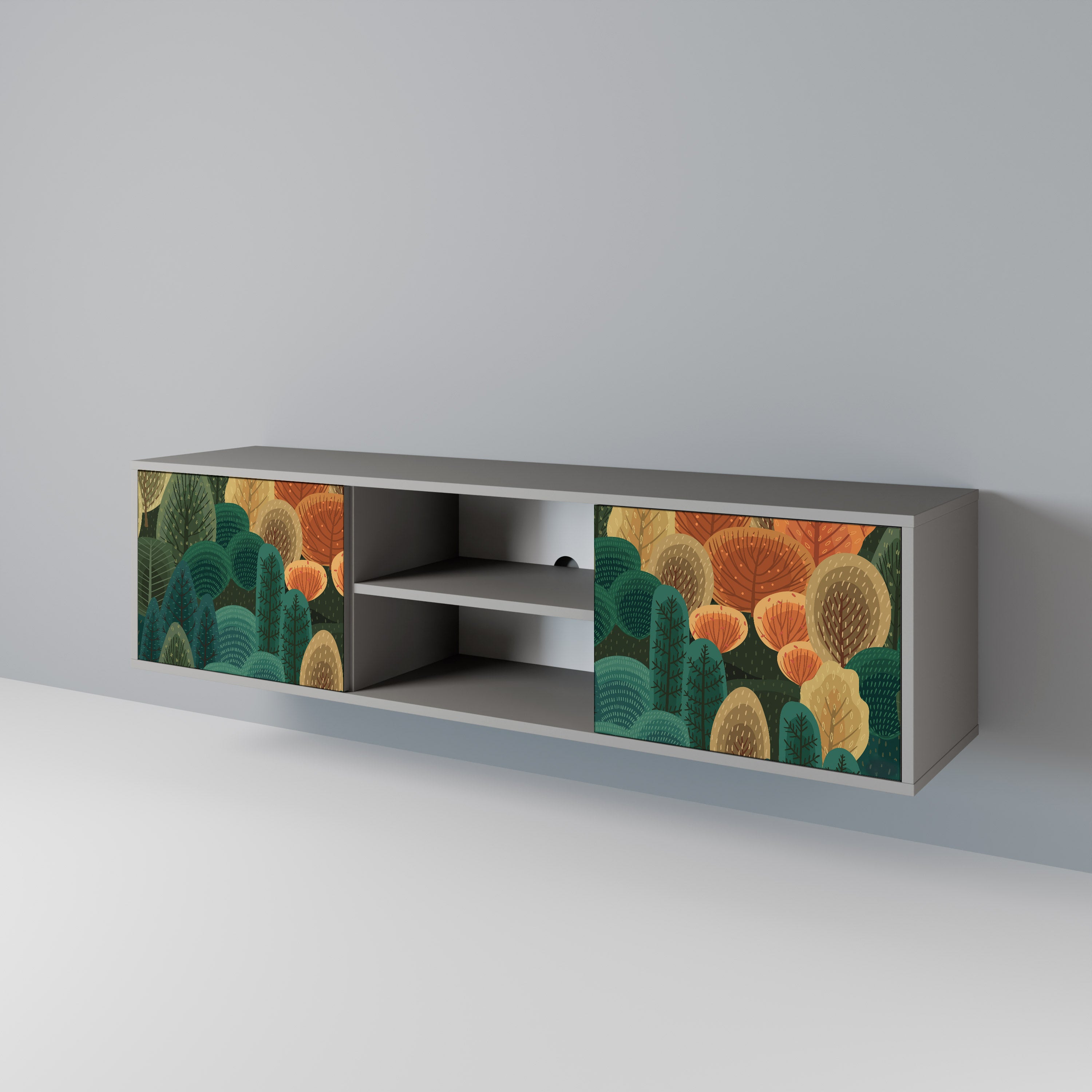 AUTUMN KALEIDOSCOPE 2-Door TV Stand in Grey Finish