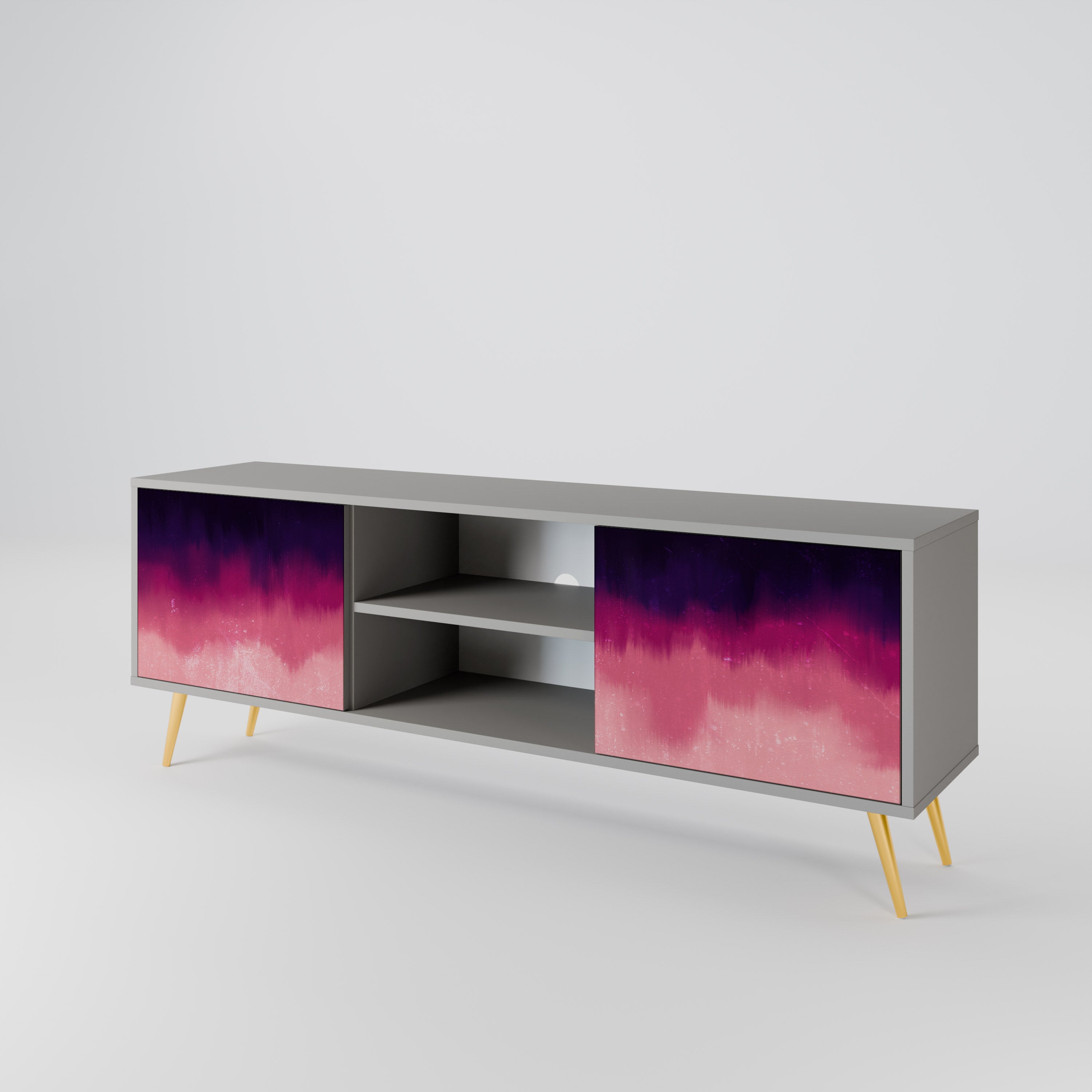 AURORA BOREALIS 2-Door TV Stand in Grey Finish