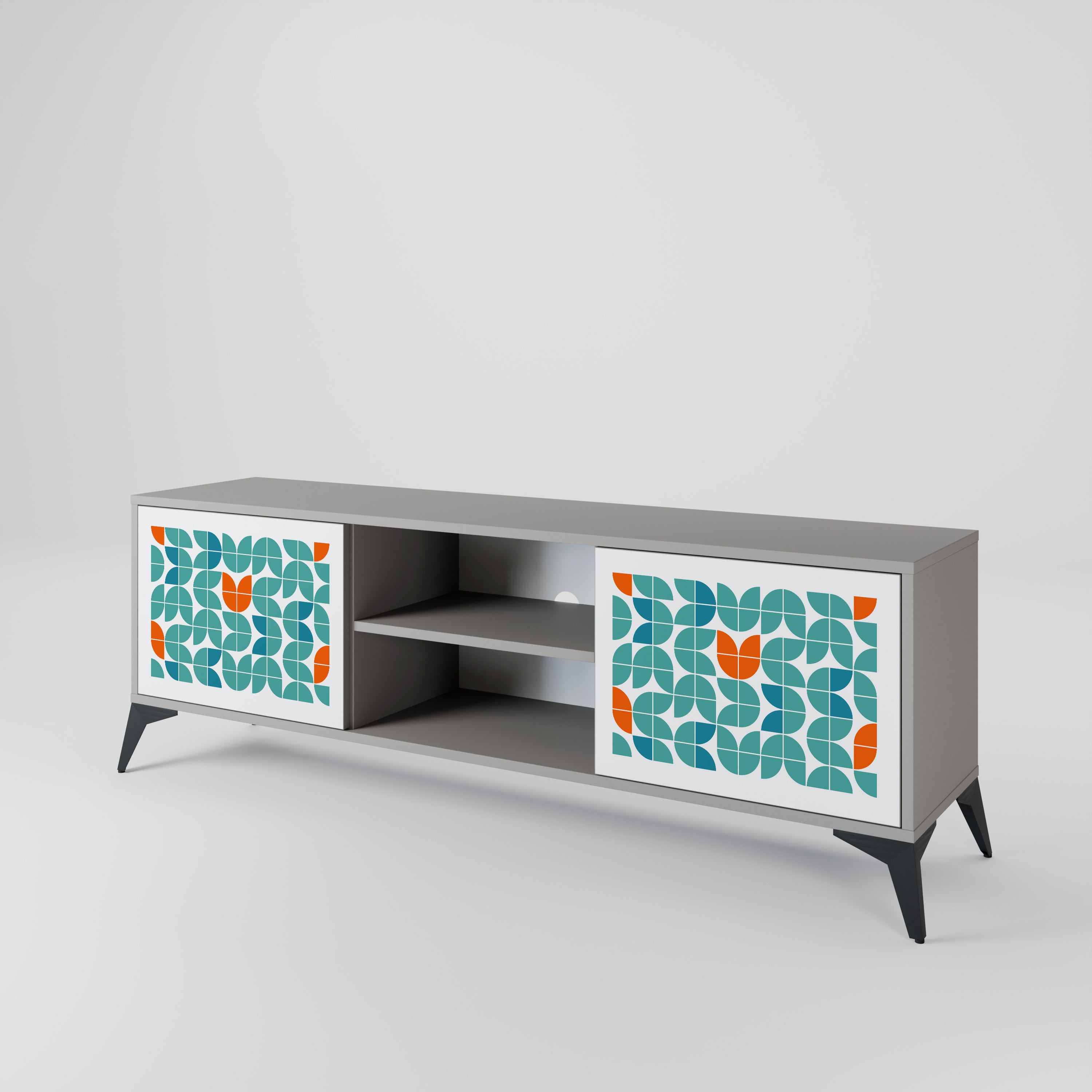 BE THE CHANGE 2-Door TV Stand in Grey Finish