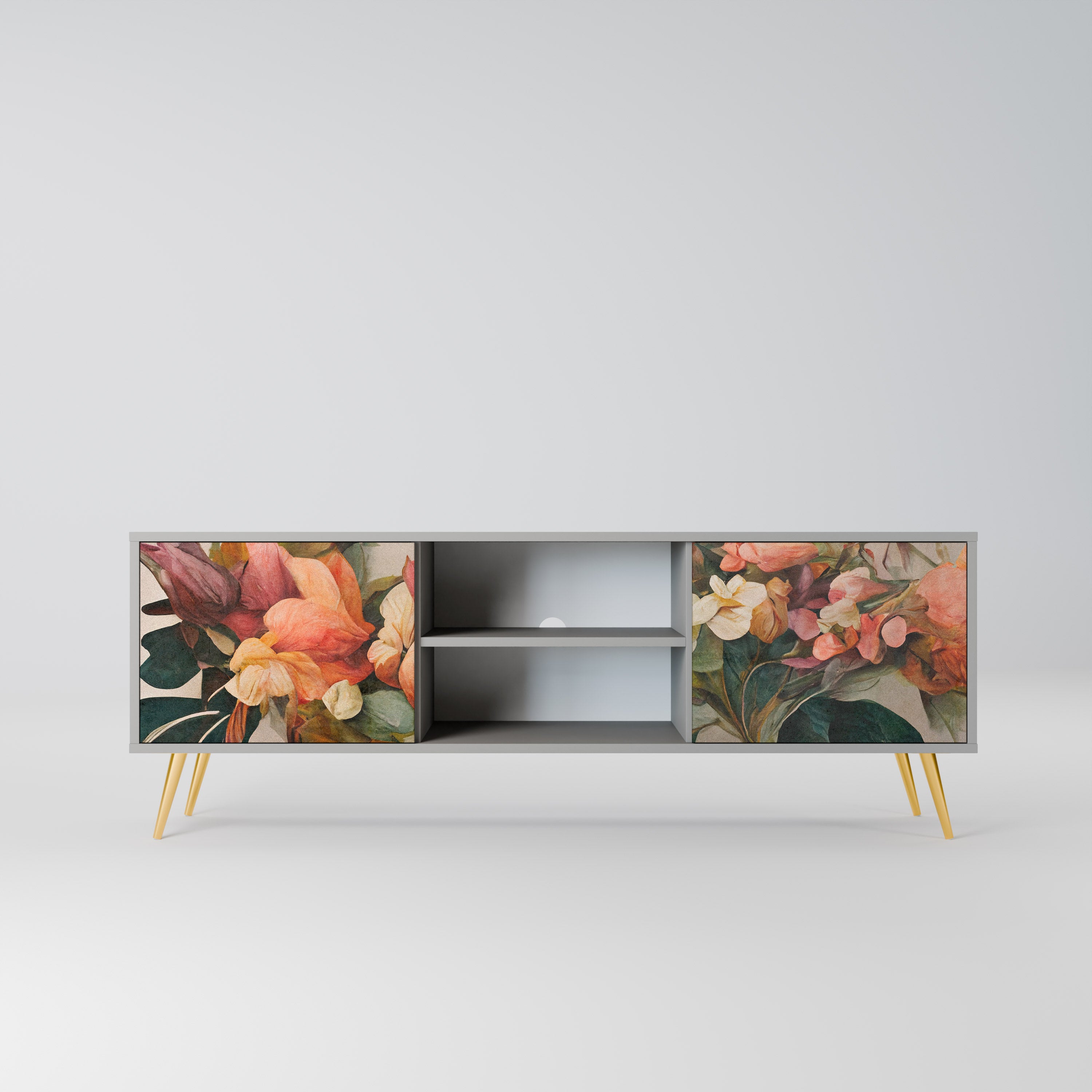 STYLISH BEAUTY 2-Door TV Stand in Grey Finish