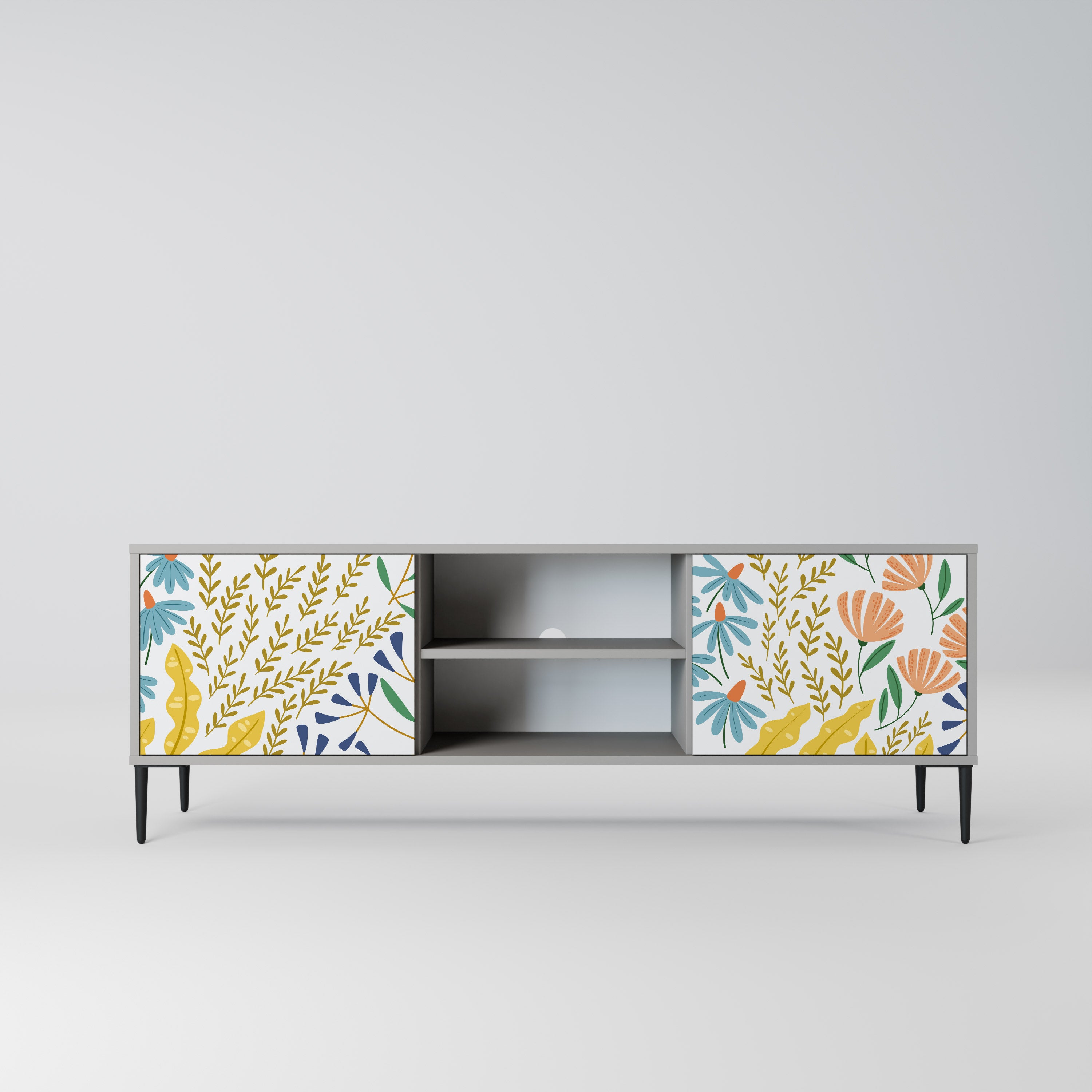 HELLO SPRING 2-Door TV Stand in Grey Finish