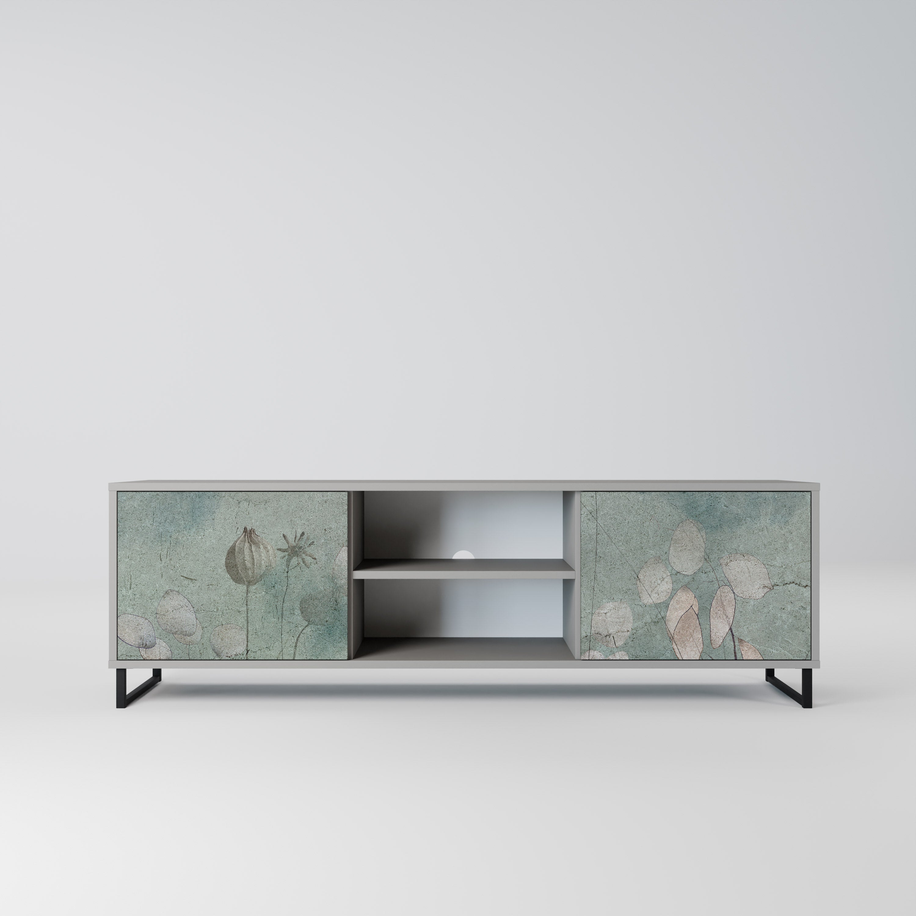 NIGHT LADY 2-Door TV Stand in Grey Finish