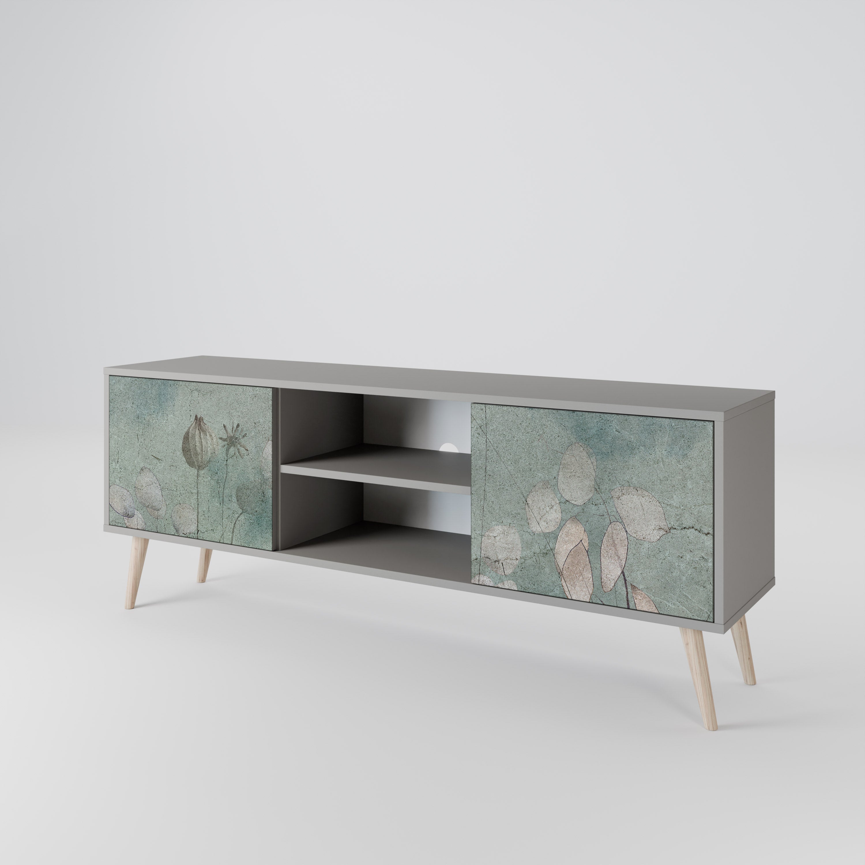 NIGHT LADY 2-Door TV Stand in Grey Finish