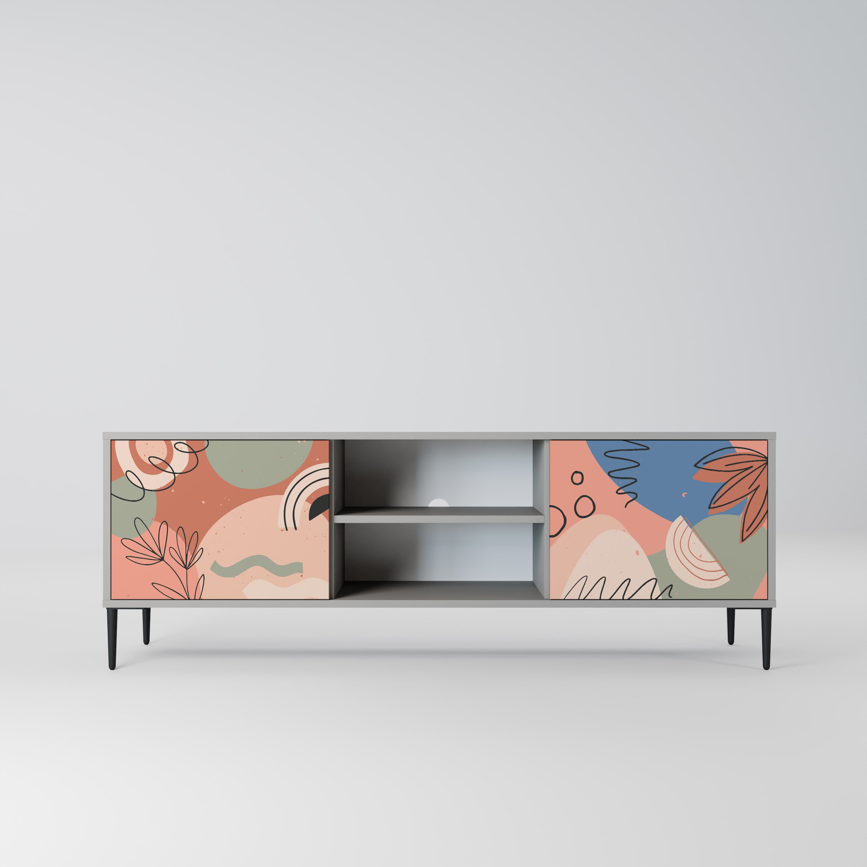 PASTEL DESTINY 2-Door TV Stand in Grey Finish