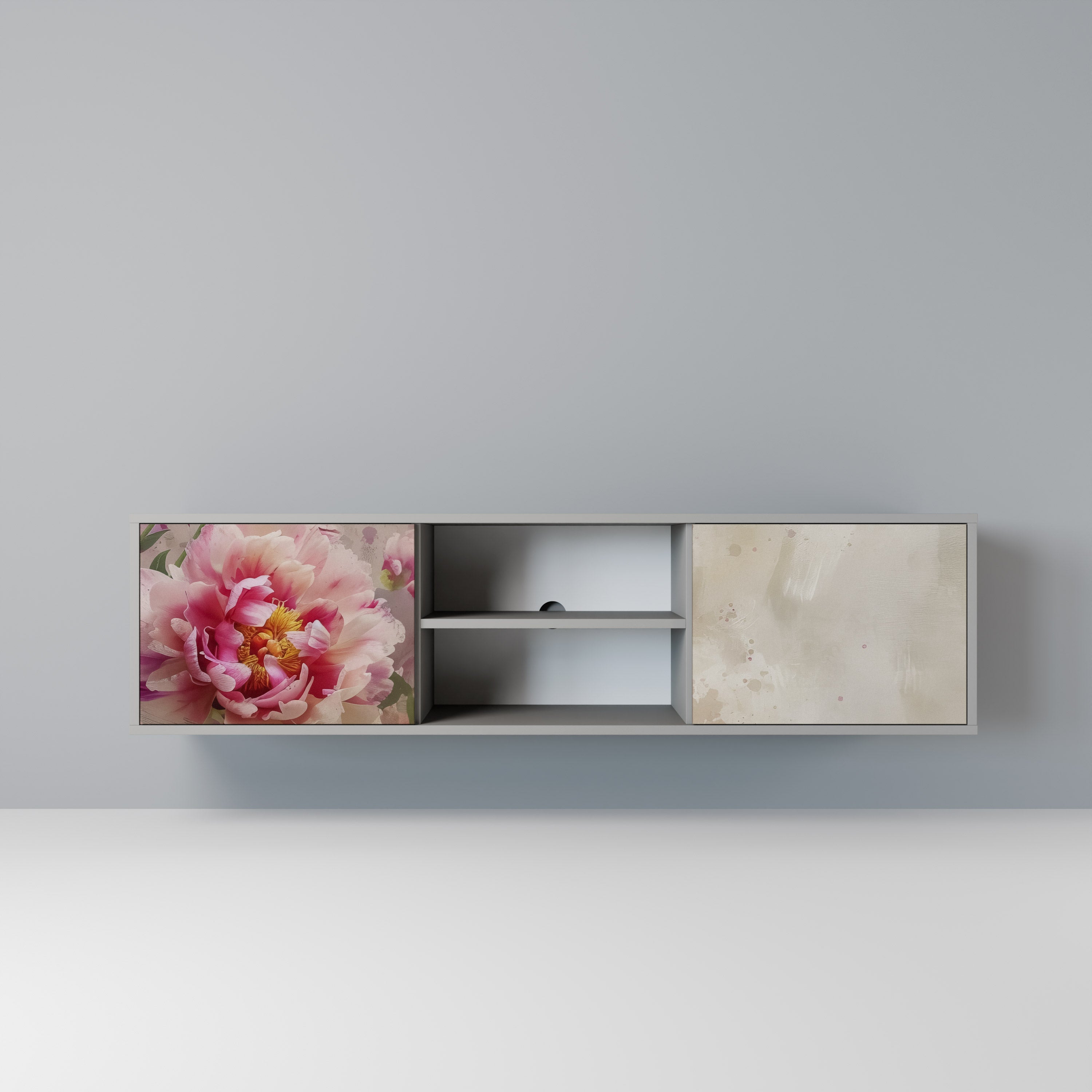 PEONY WHISPER 2-Door TV Stand in Grey Finish