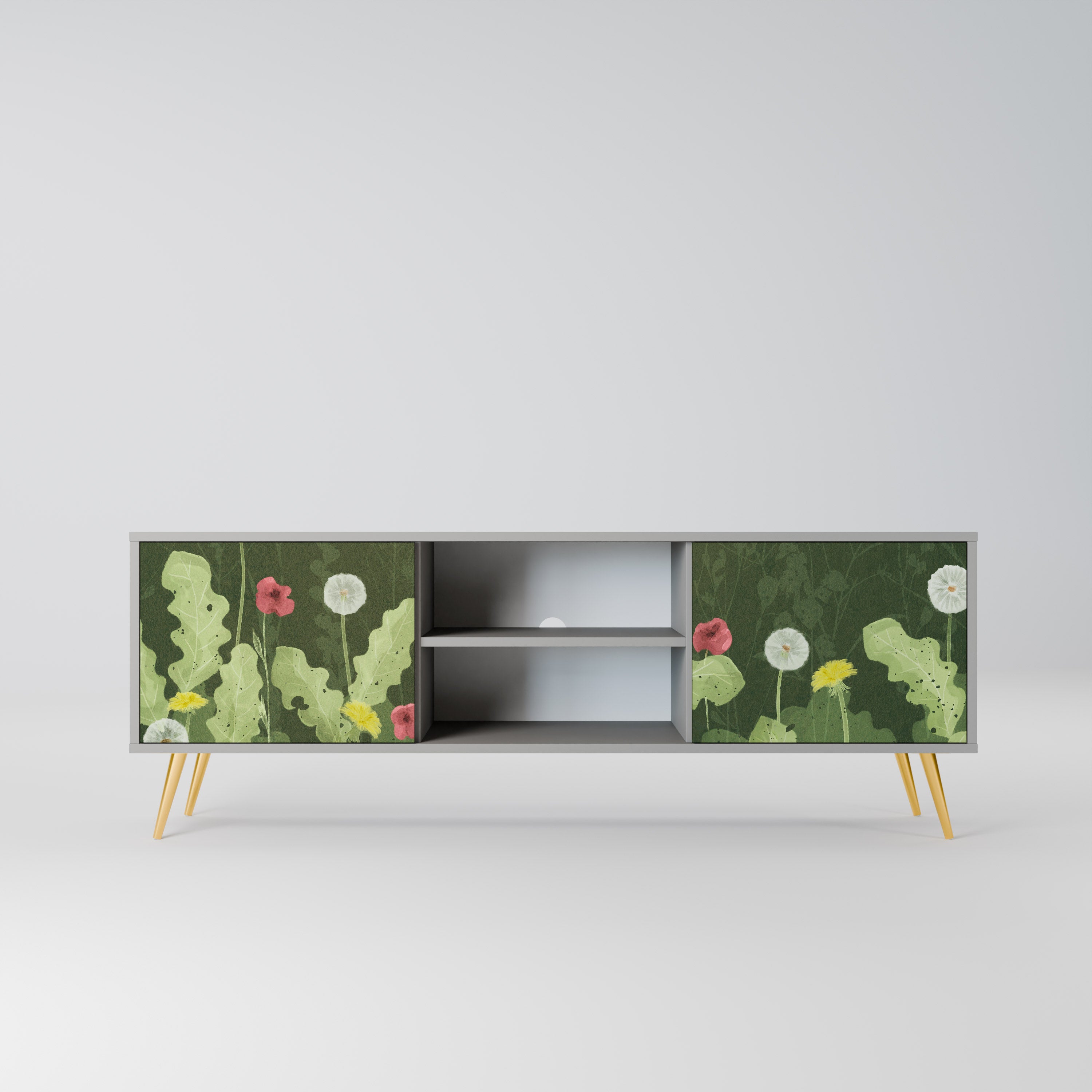 DANDELION AMUSE 2-Door TV Stand in Grey Finish
