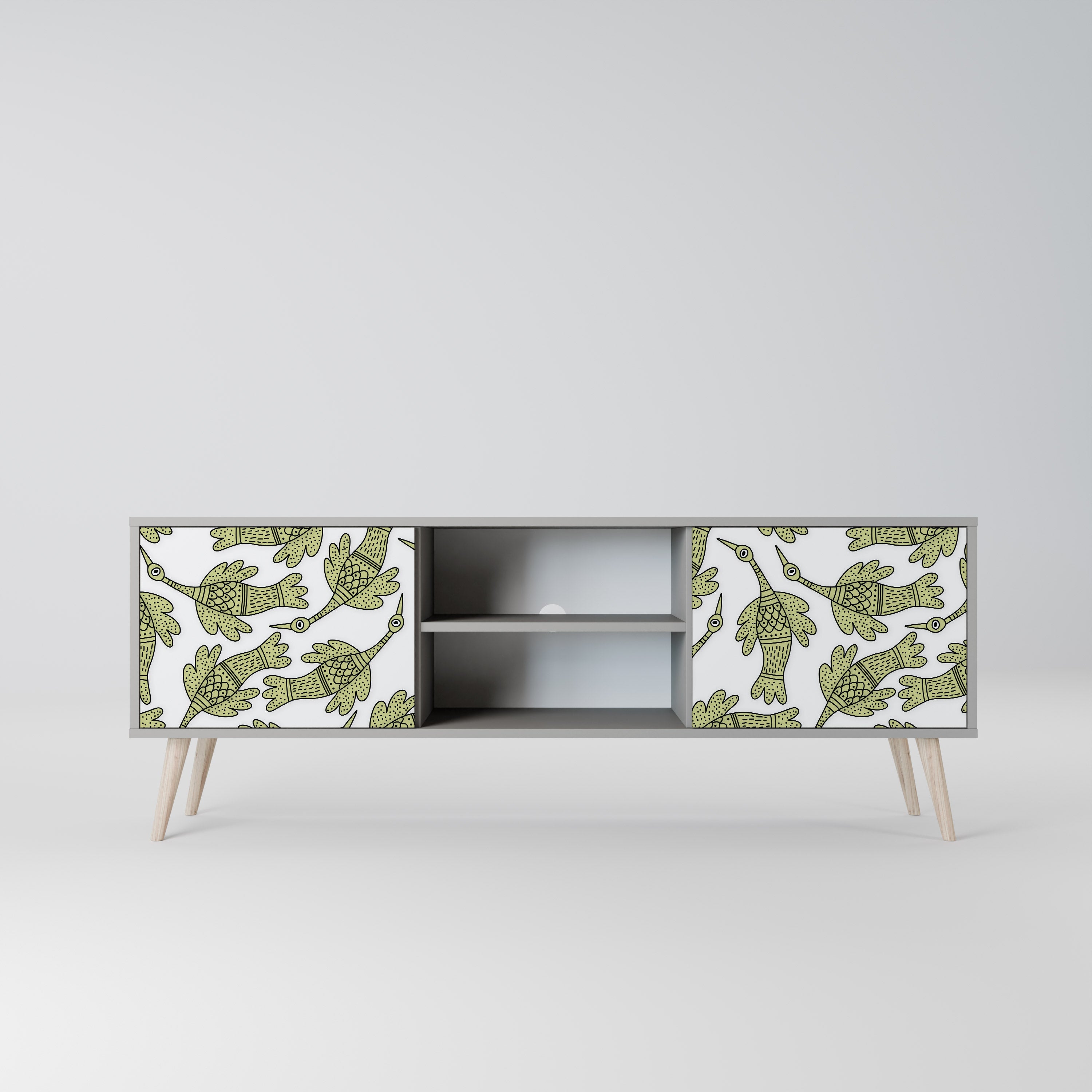SEEDLING SONGBIRD 2-Door TV Stand in Grey Finish