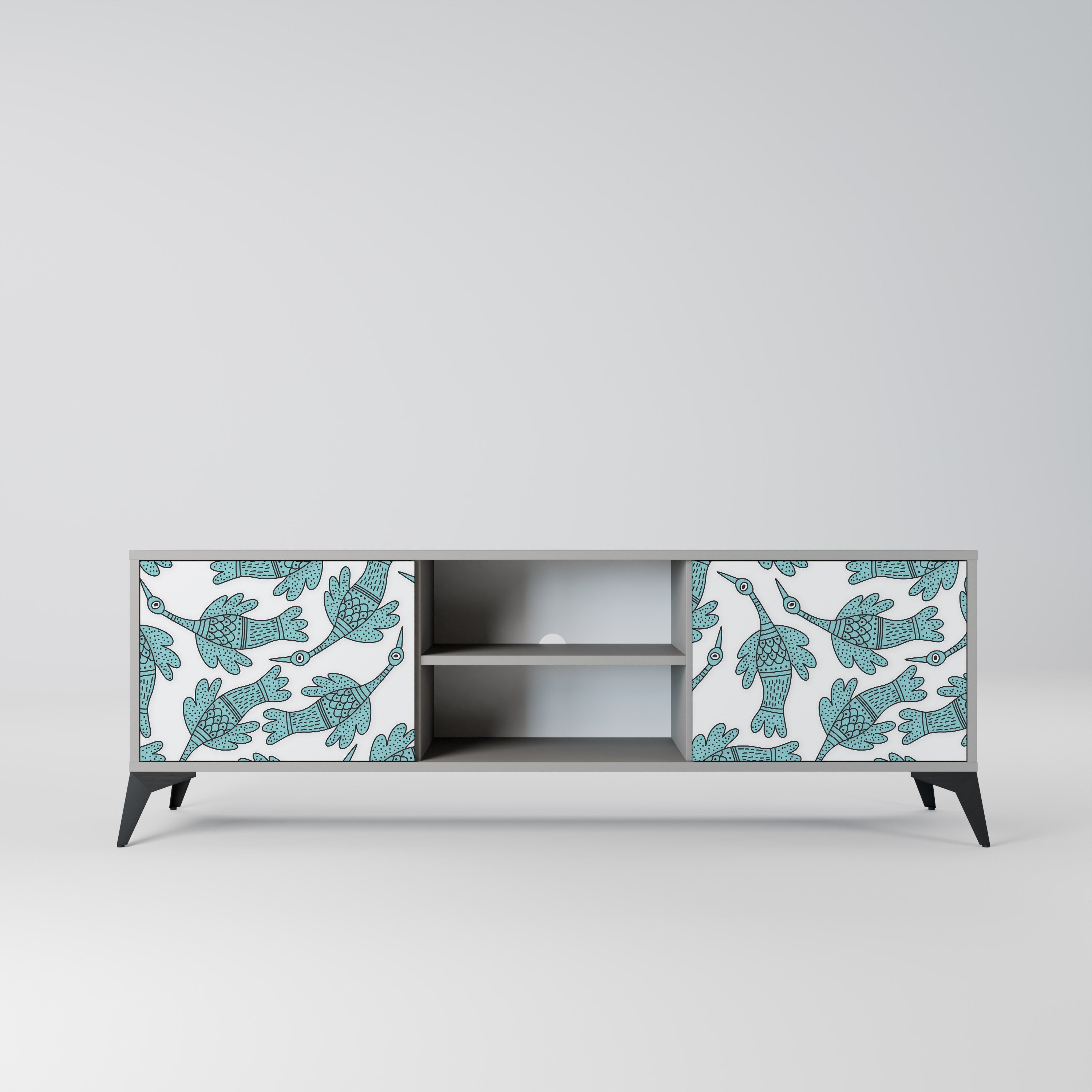 WATERSPOUT SONGIBIRD 2-Door TV Stand in Grey Finish