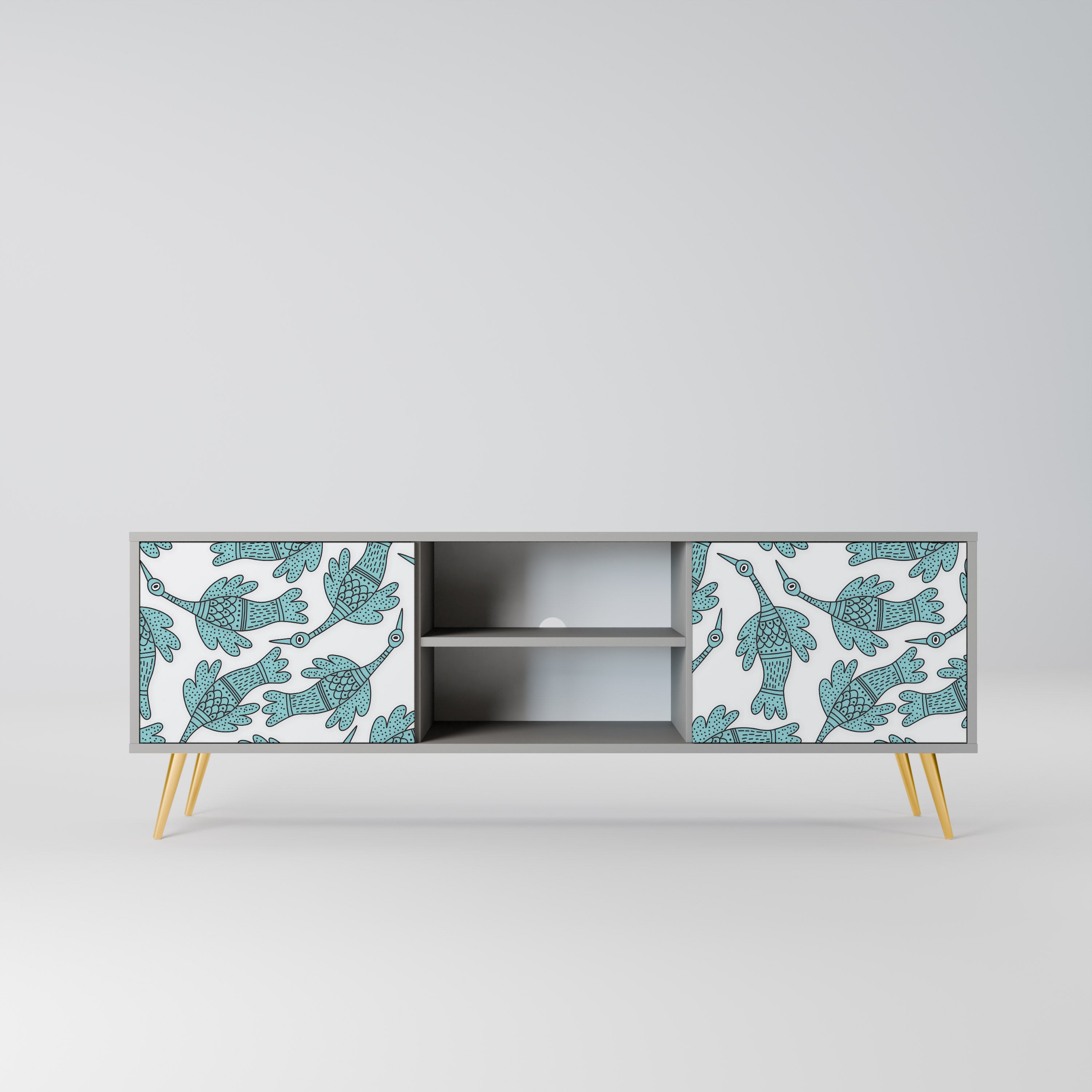 WATERSPOUT SONGIBIRD 2-Door TV Stand in Grey Finish