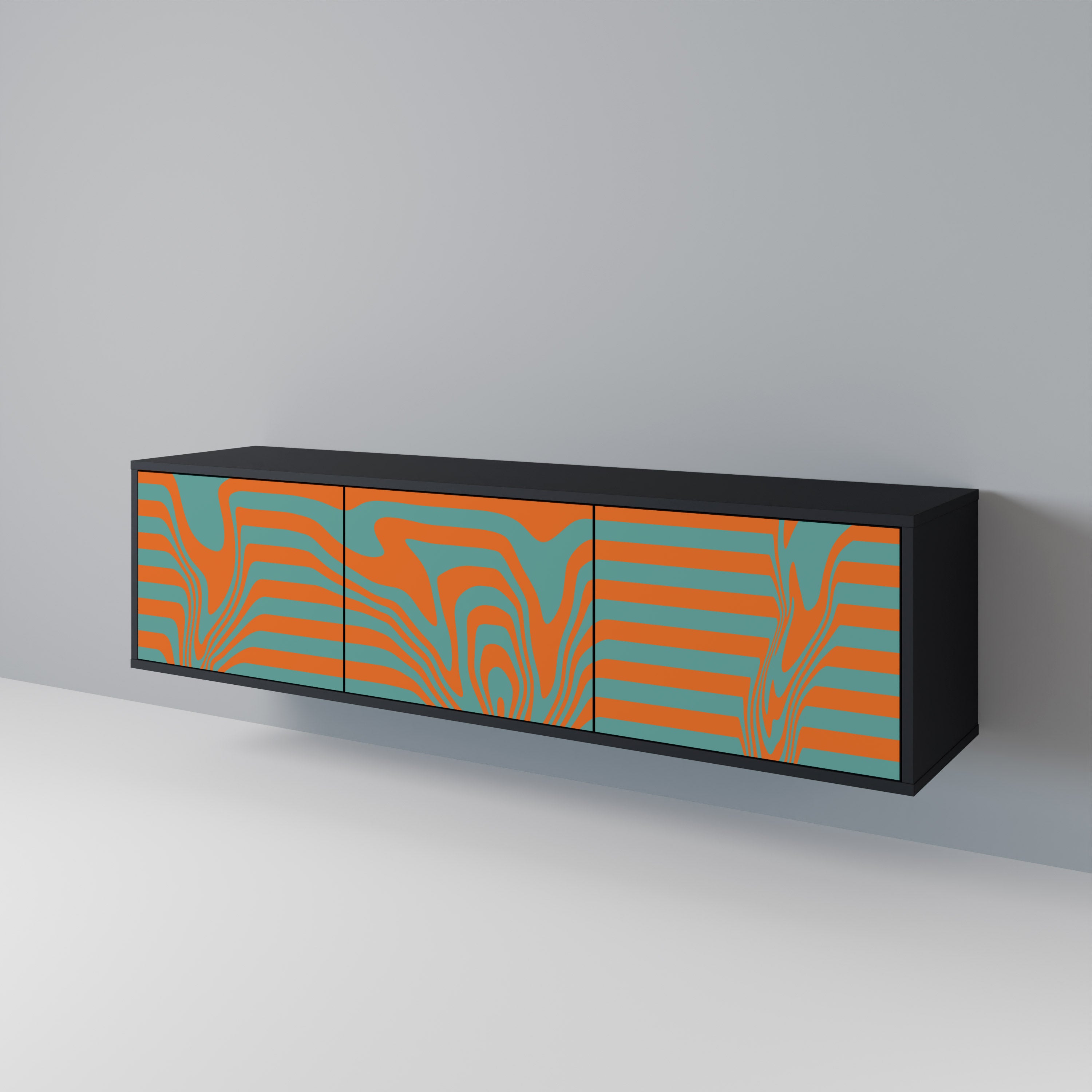 Mueble de TV LINE COLLAPSE de 3 puertas con acabado negro