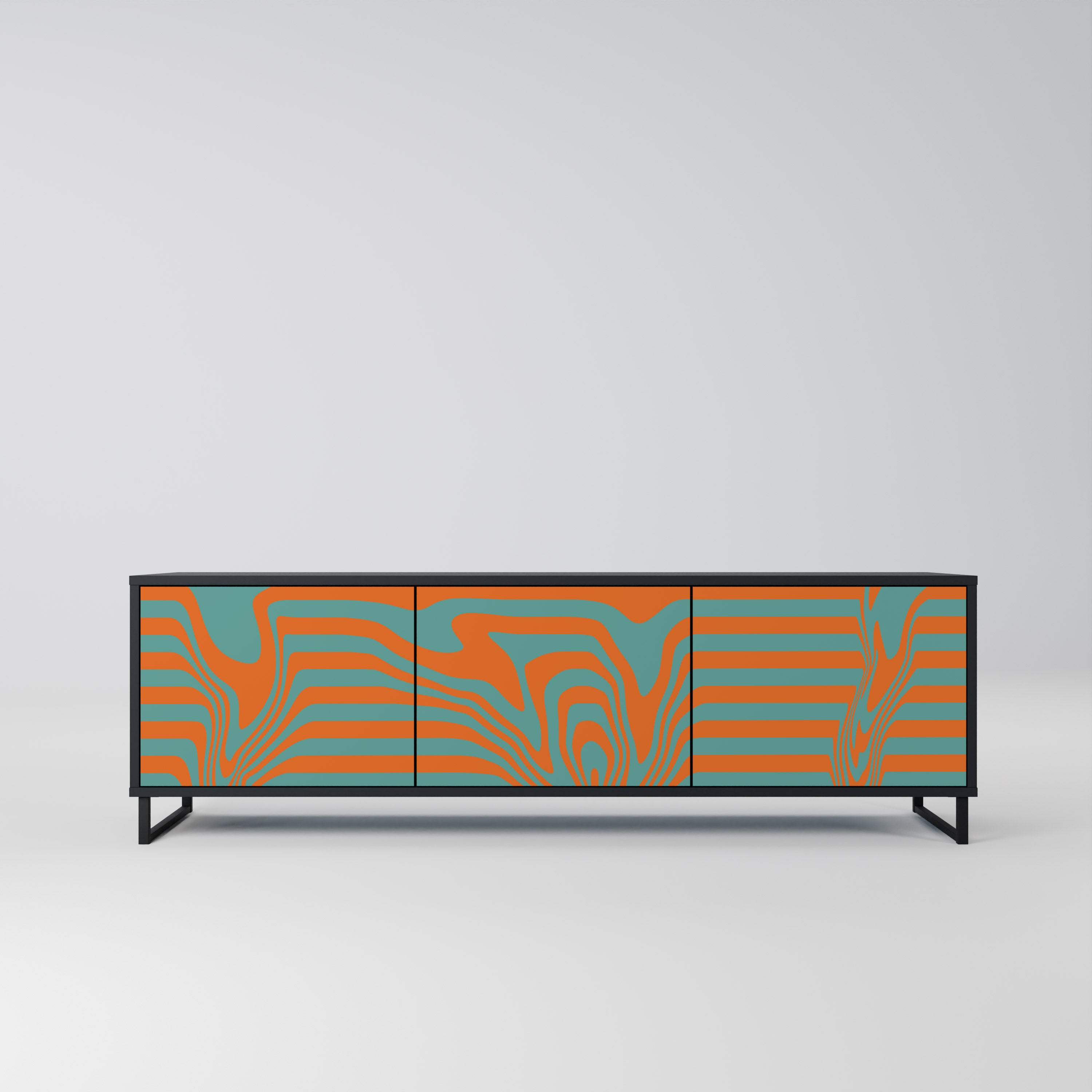 Mueble de TV LINE COLLAPSE de 3 puertas con acabado negro
