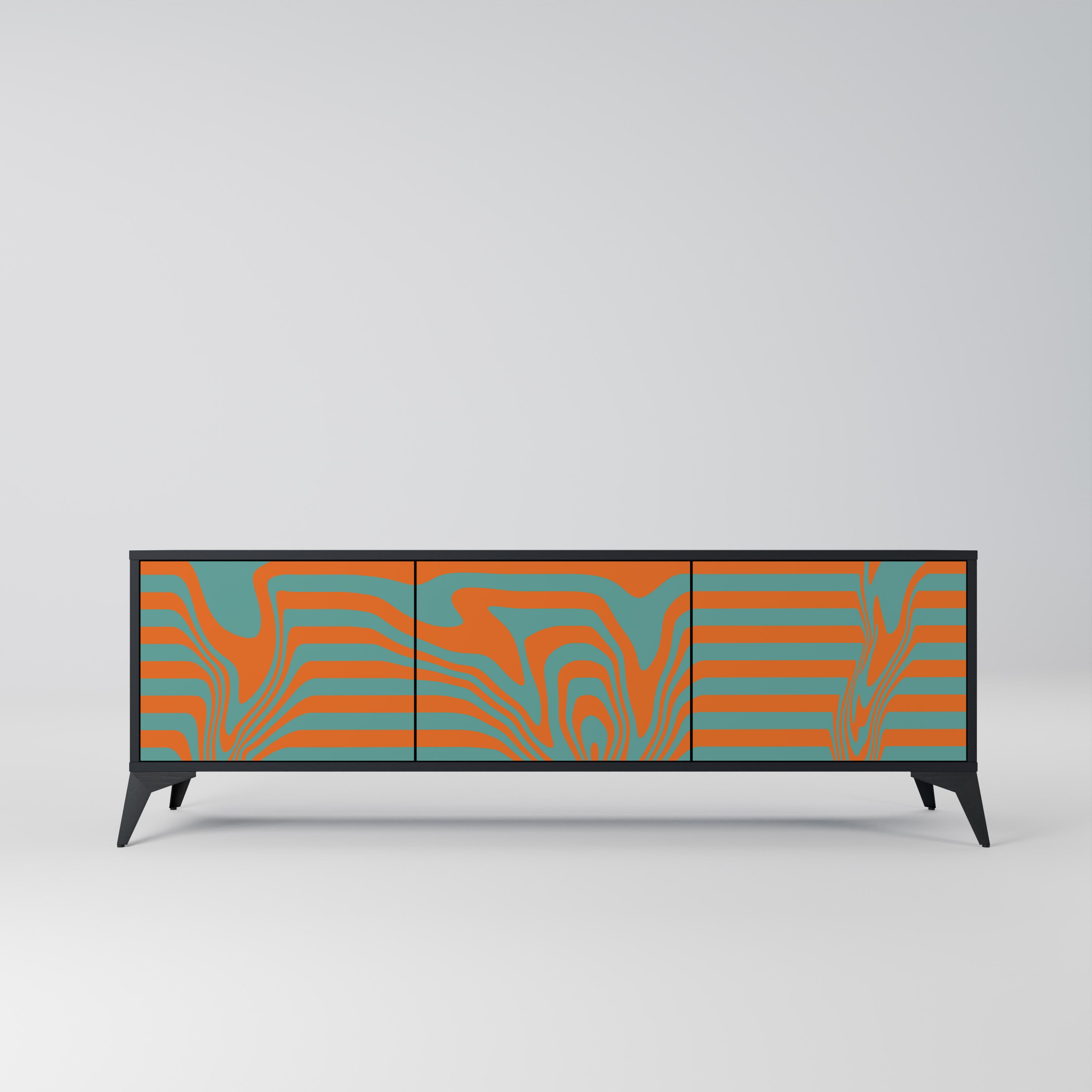 Mueble de TV LINE COLLAPSE de 3 puertas con acabado negro