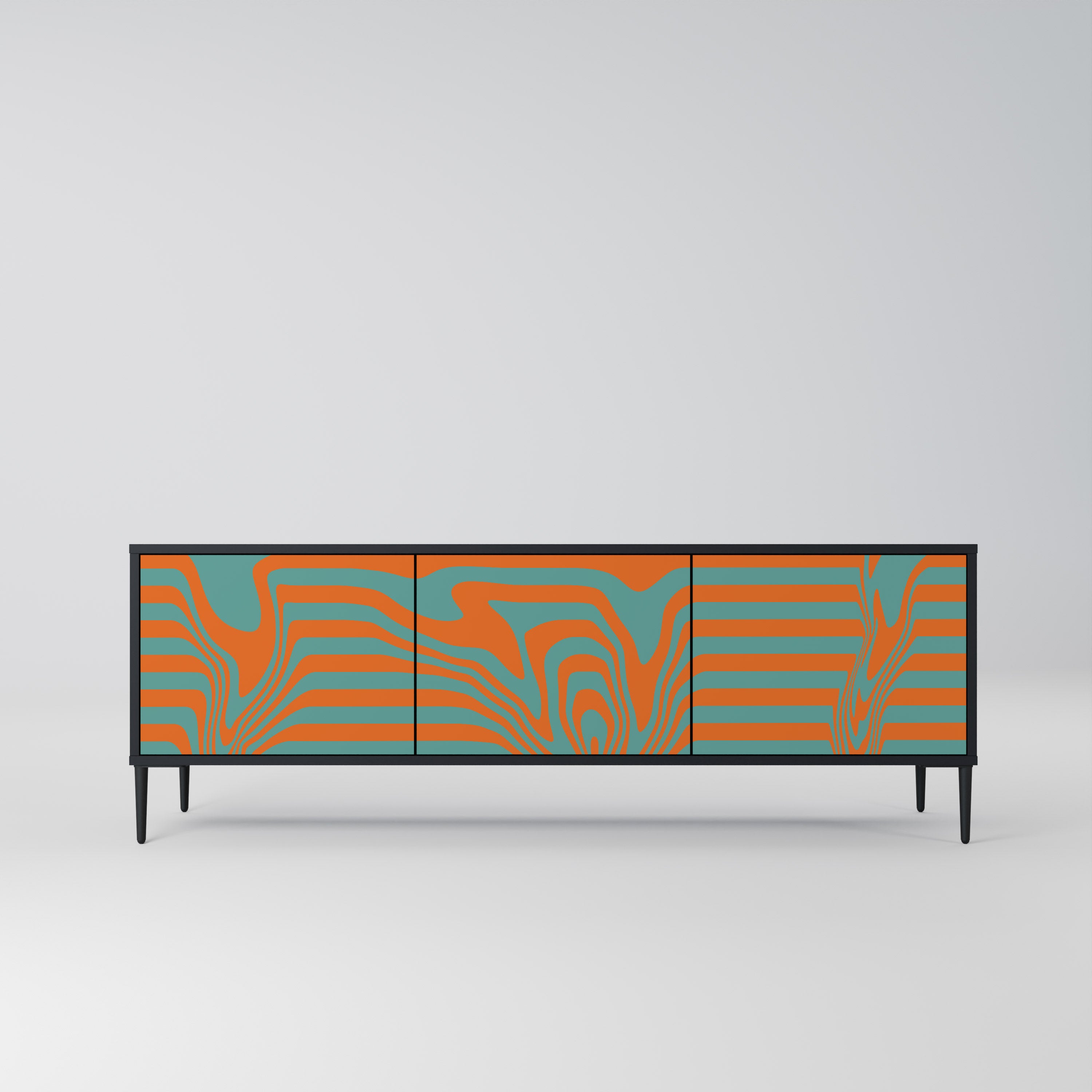 Mueble de TV LINE COLLAPSE de 3 puertas con acabado negro