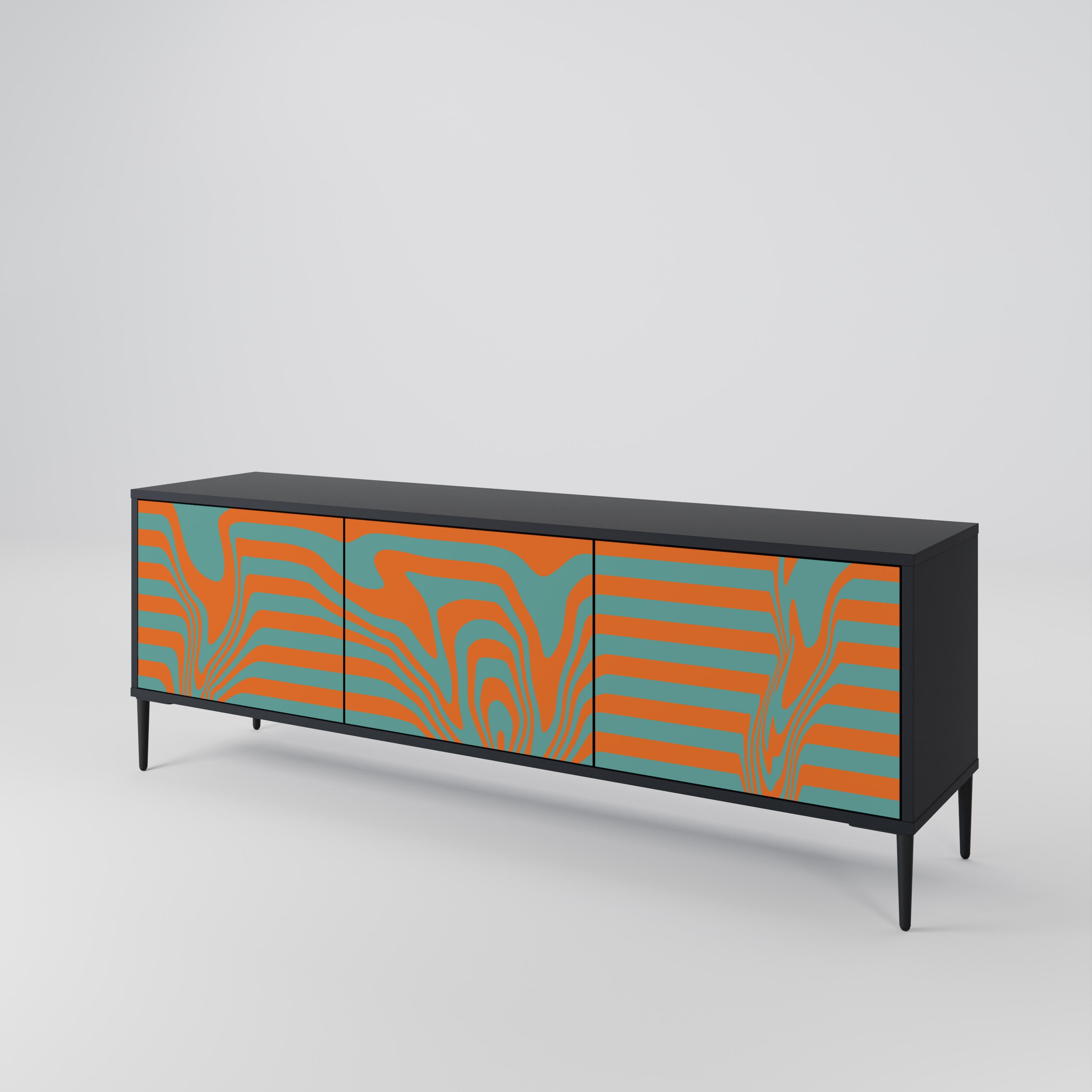 Mueble de TV LINE COLLAPSE de 3 puertas con acabado negro