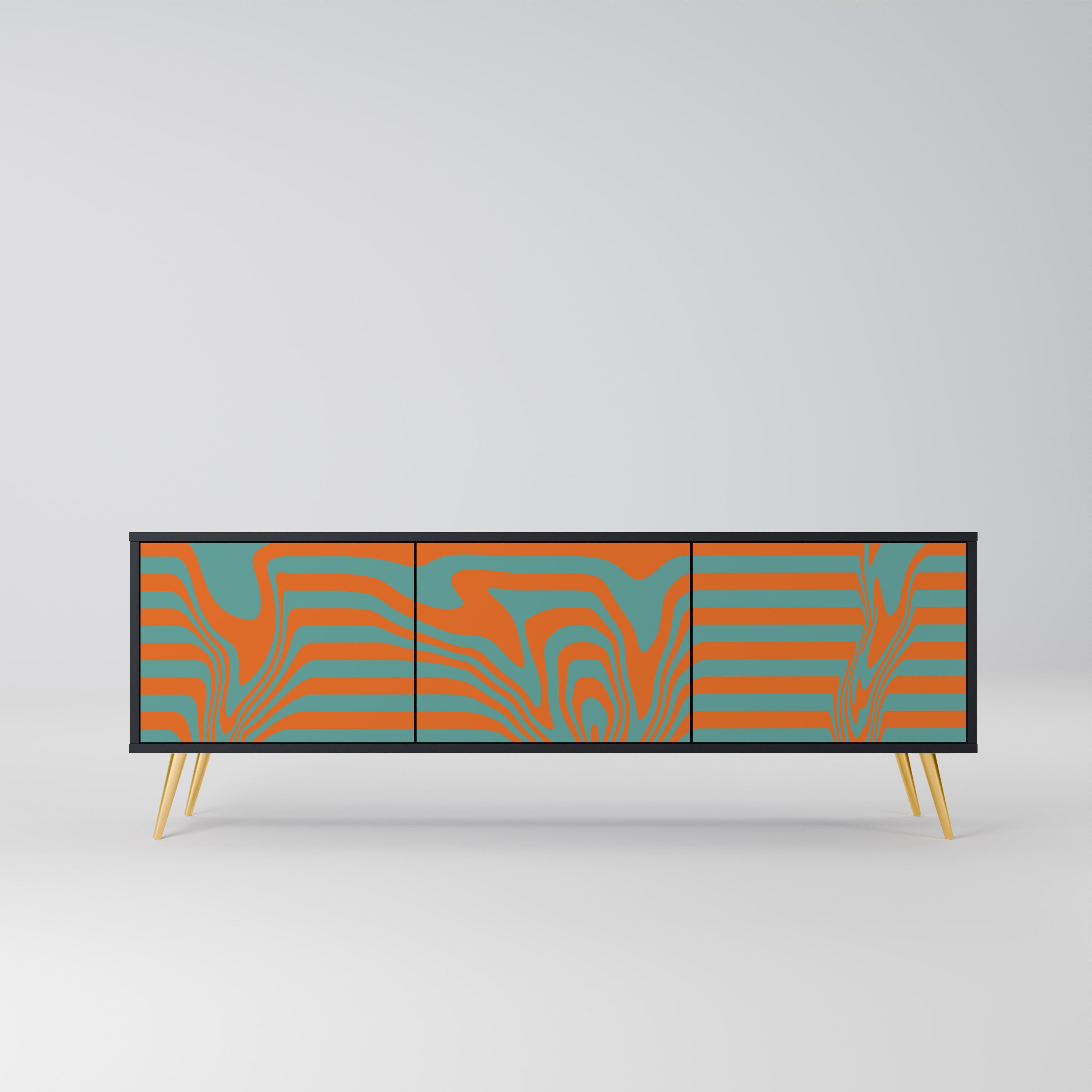 Mueble de TV LINE COLLAPSE de 3 puertas con acabado negro