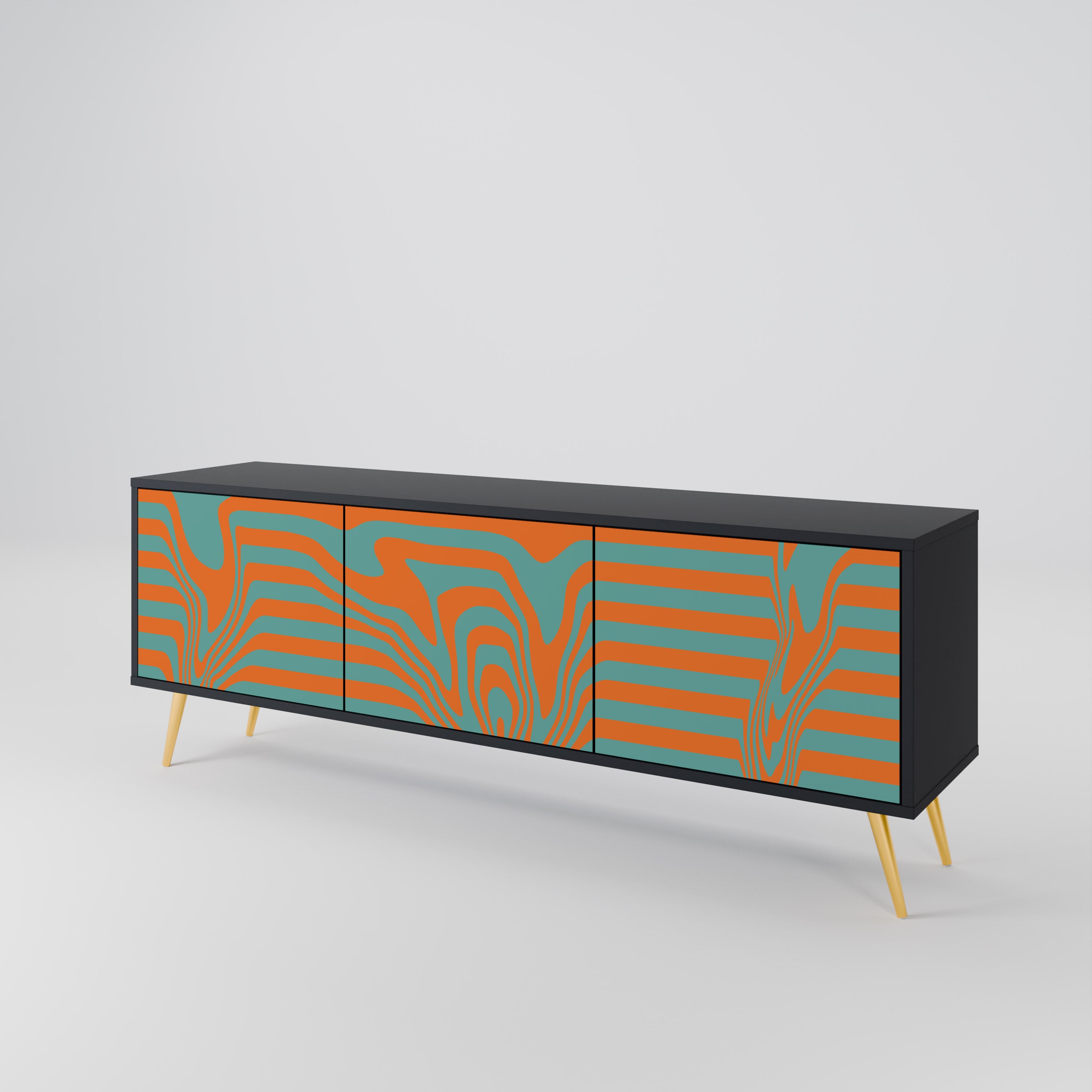 Mueble de TV LINE COLLAPSE de 3 puertas con acabado negro