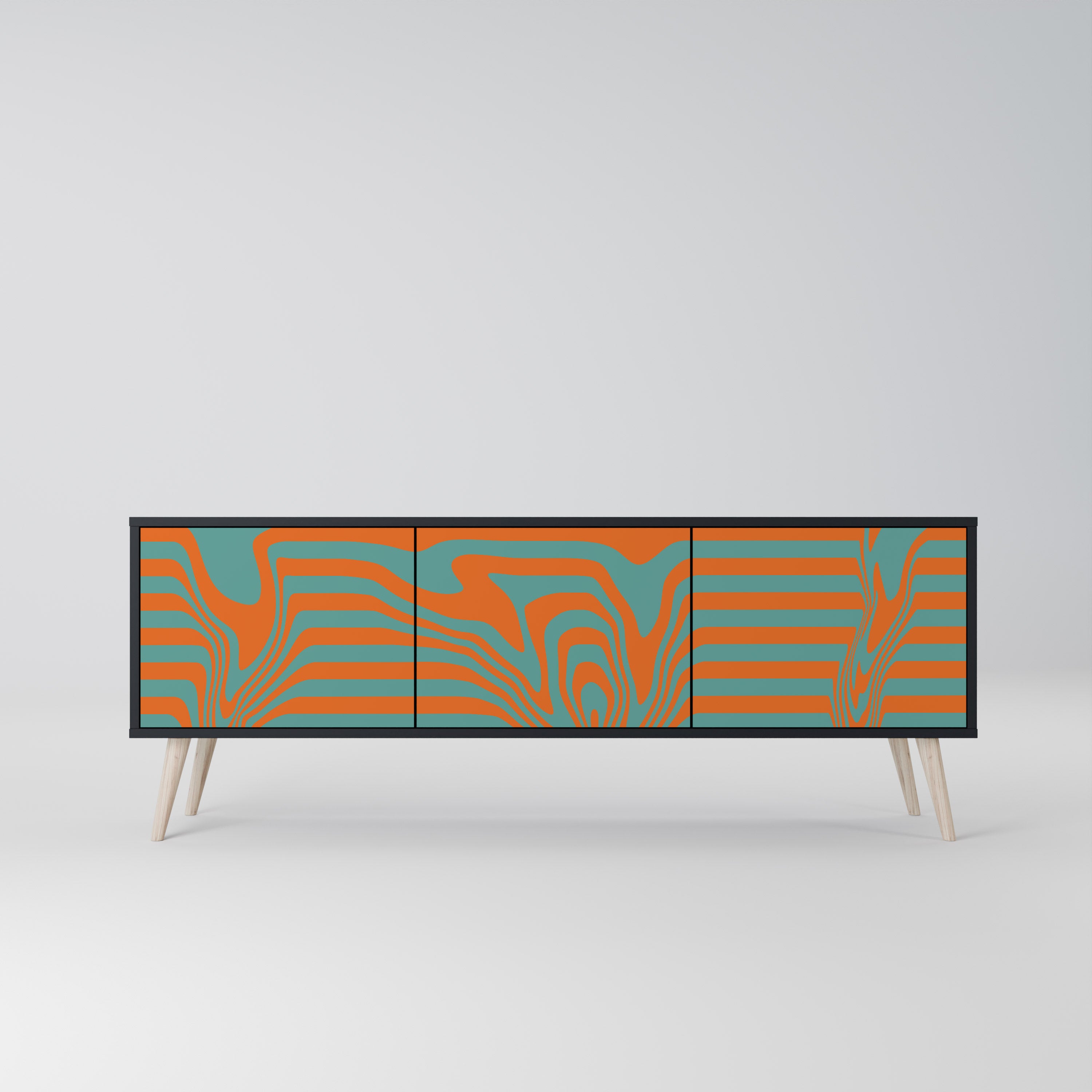 Mueble de TV LINE COLLAPSE de 3 puertas con acabado negro