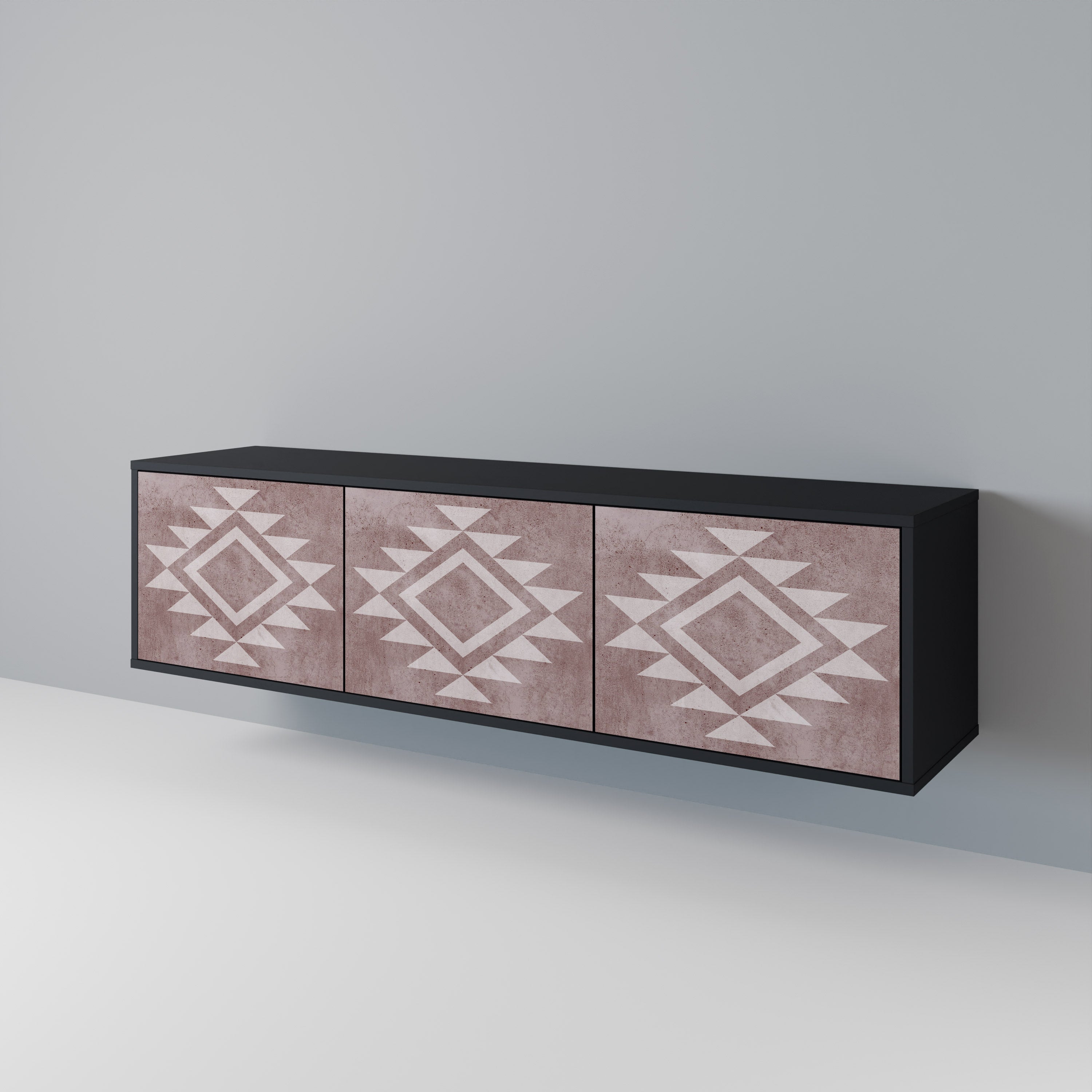 Mueble de TV MARVEL MOSAIC de 3 puertas con acabado negro