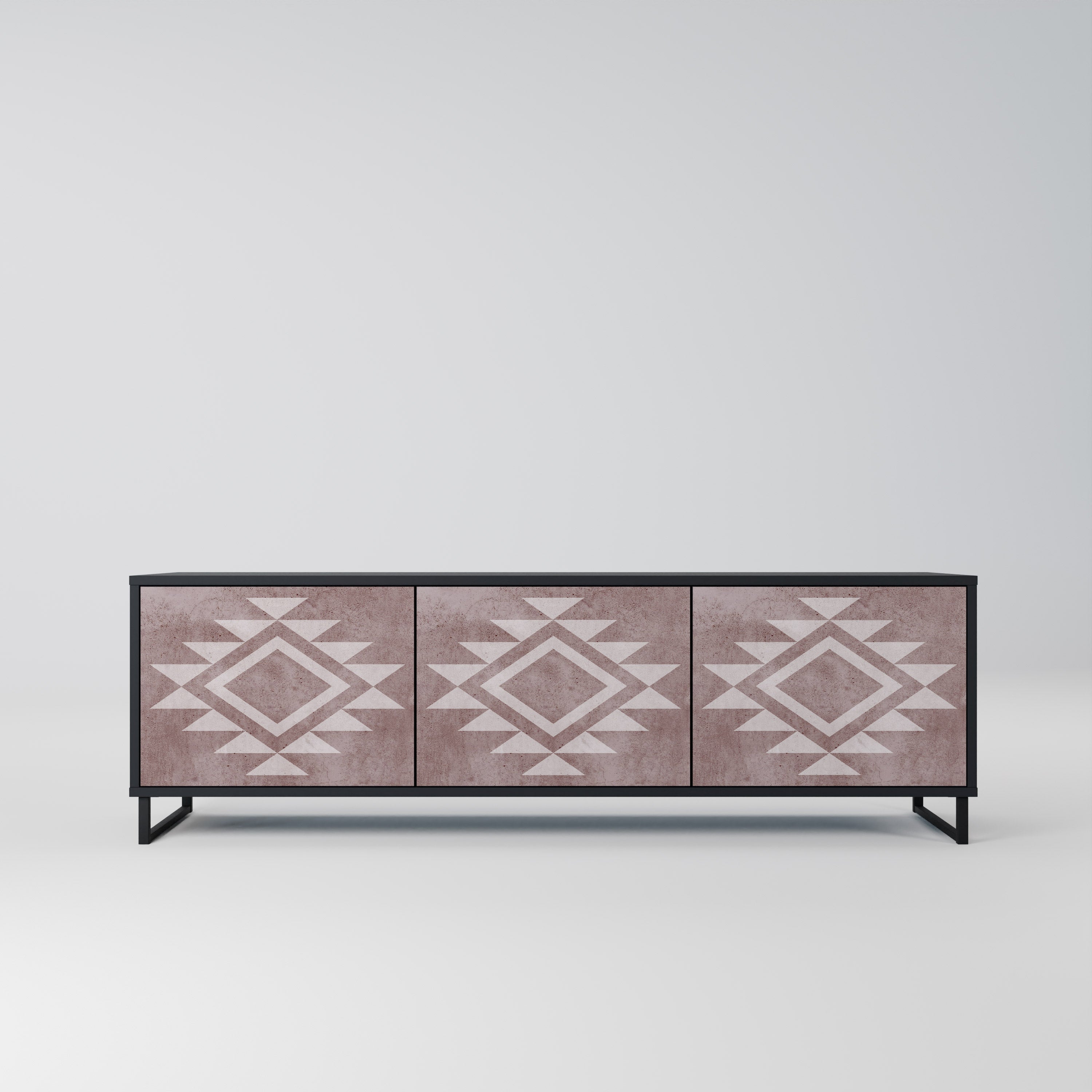 Mueble de TV MARVEL MOSAIC de 3 puertas con acabado negro