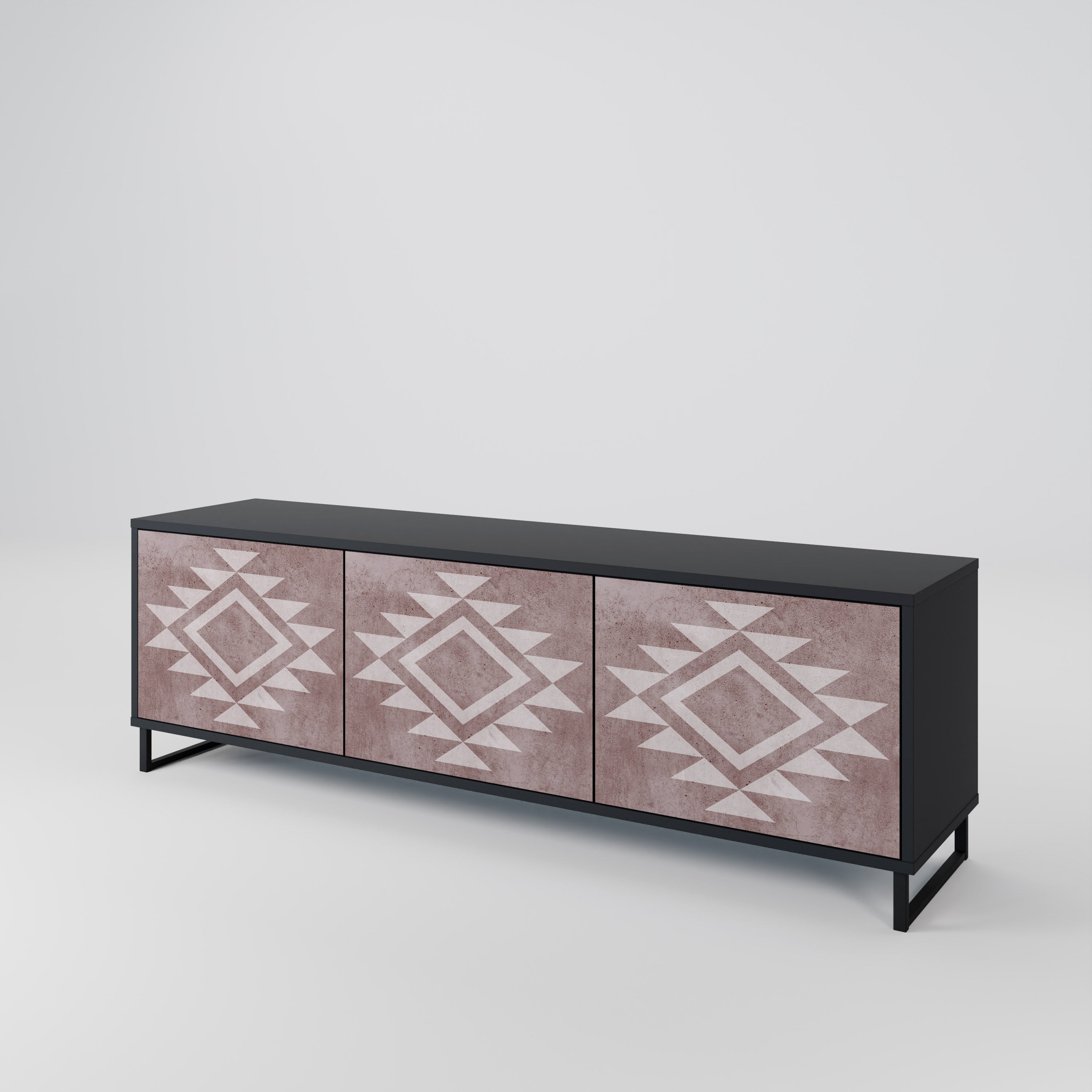 Mueble de TV MARVEL MOSAIC de 3 puertas con acabado negro