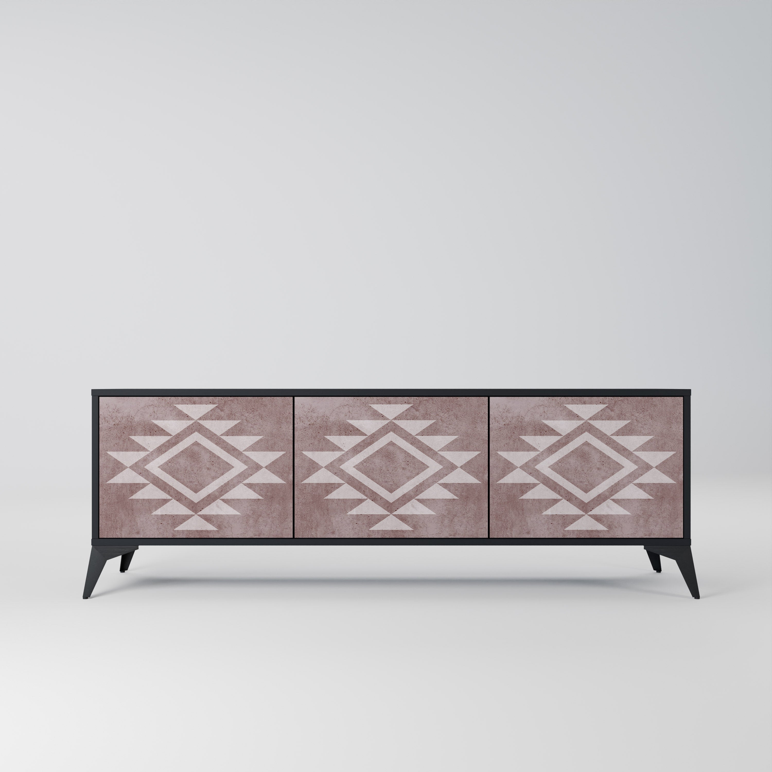 Mueble de TV MARVEL MOSAIC de 3 puertas con acabado negro
