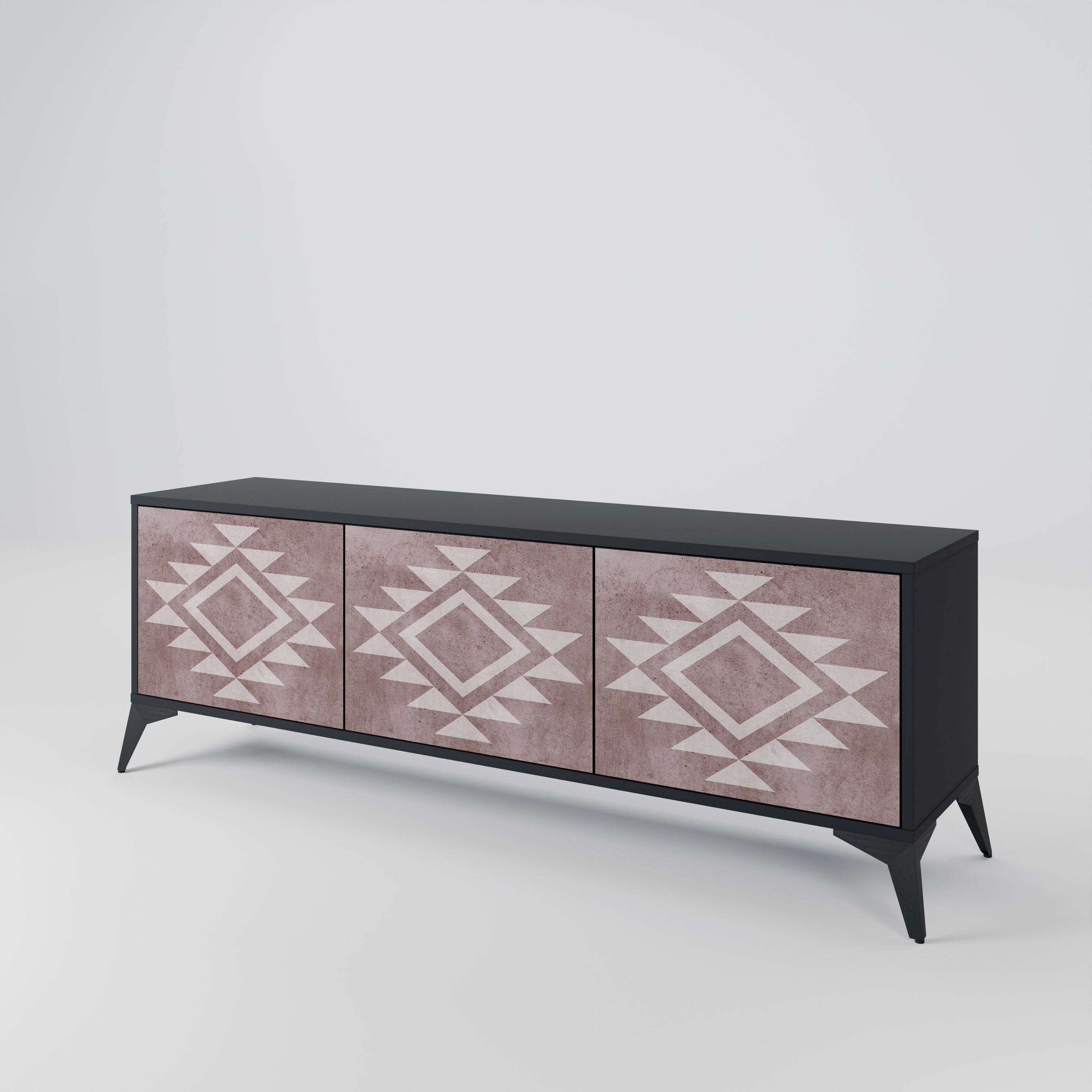 Mueble de TV MARVEL MOSAIC de 3 puertas con acabado negro