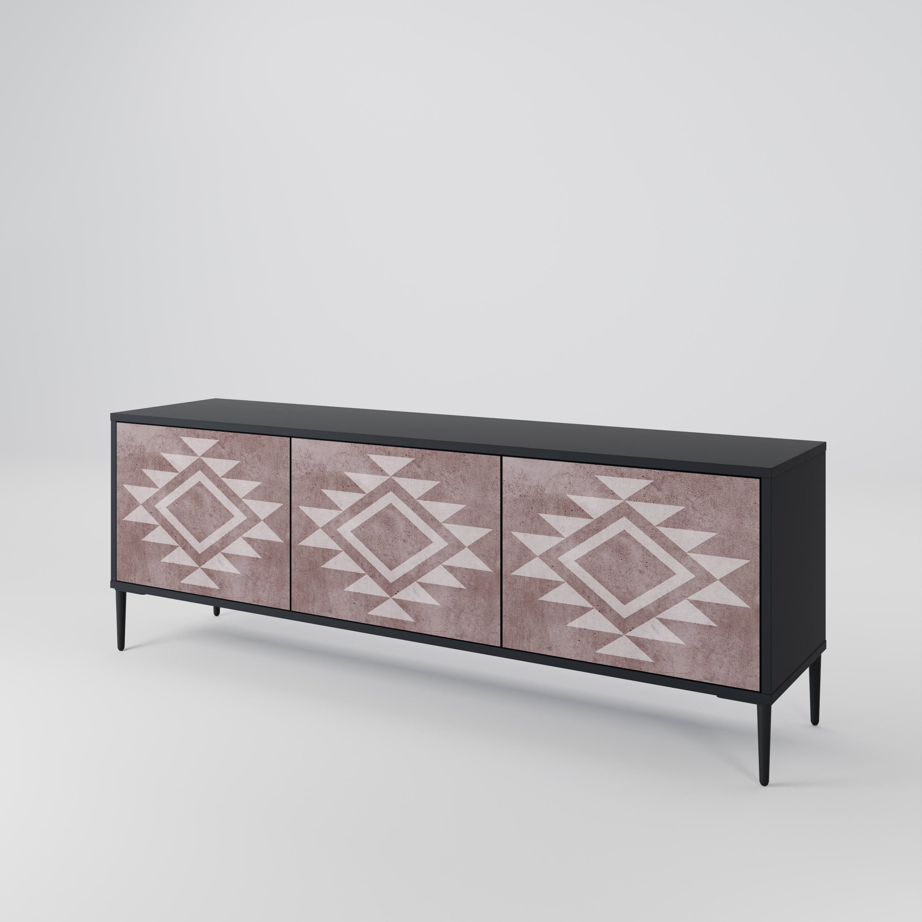 Mueble de TV MARVEL MOSAIC de 3 puertas con acabado negro