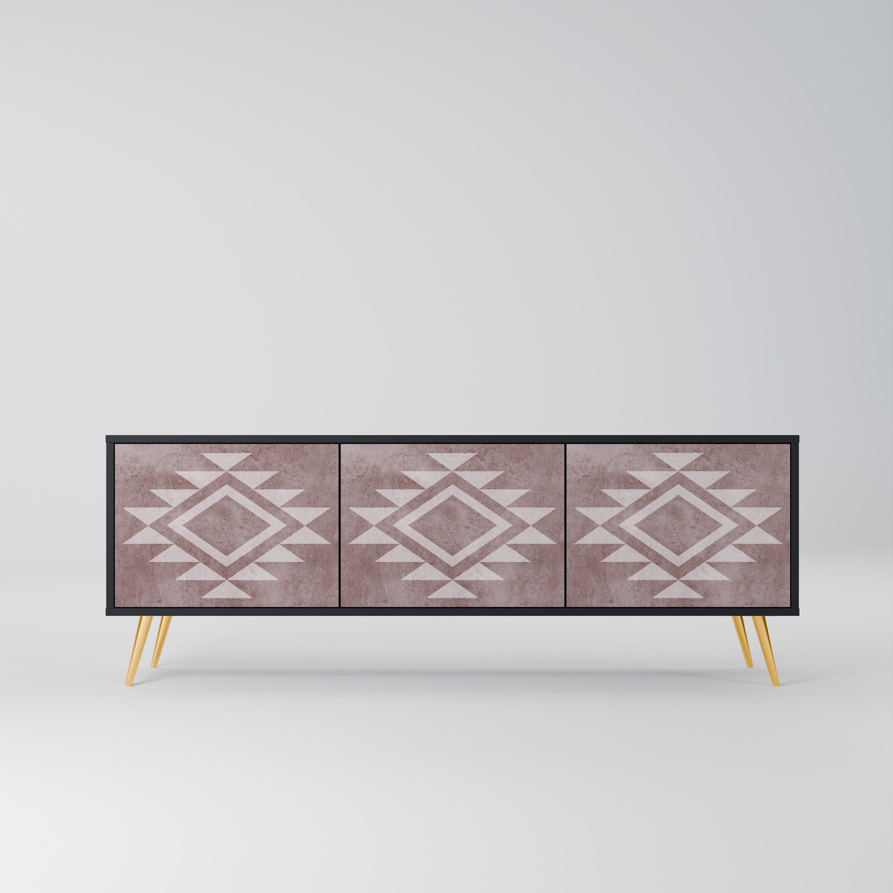 Mueble de TV MARVEL MOSAIC de 3 puertas con acabado negro