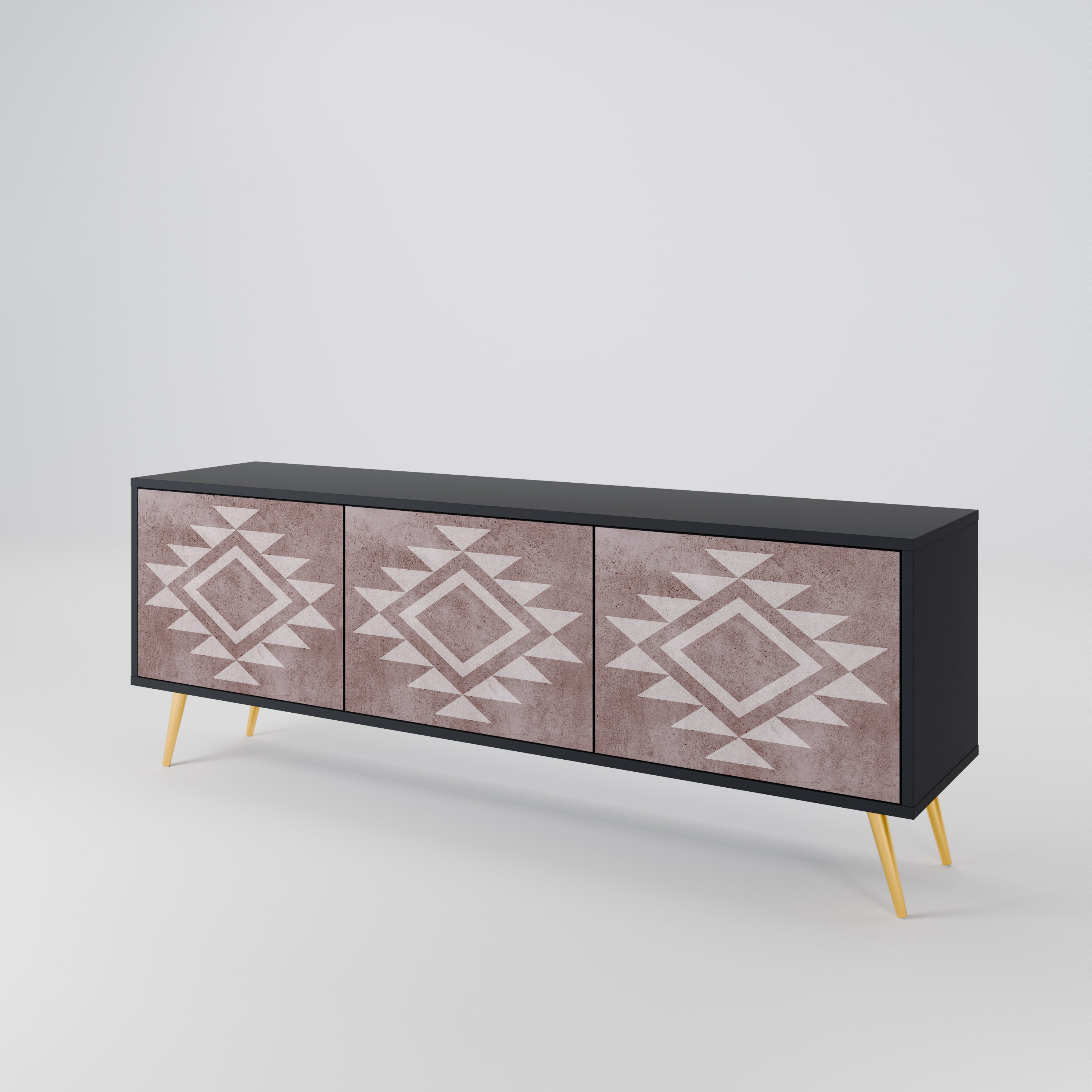 Mueble de TV MARVEL MOSAIC de 3 puertas con acabado negro