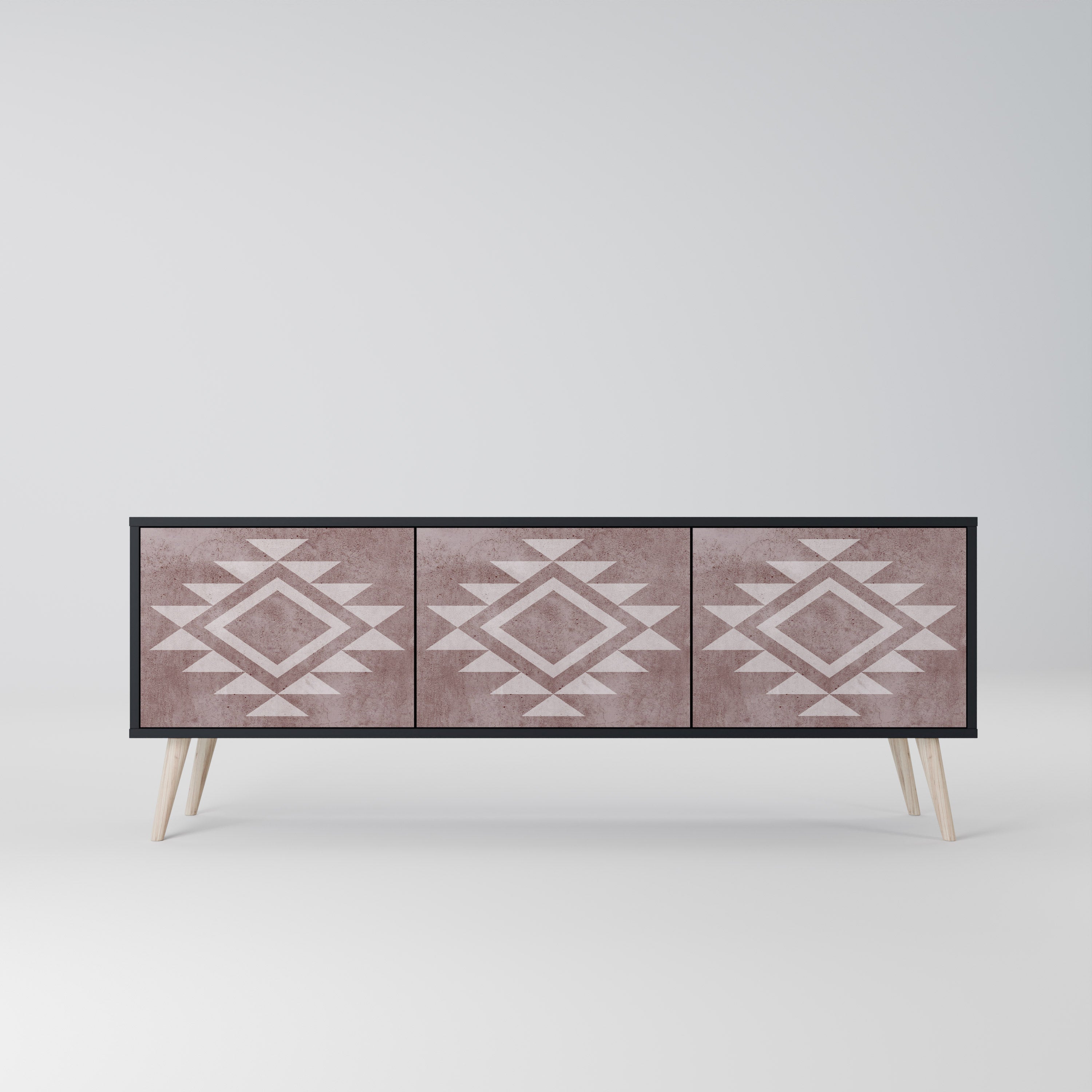 Mueble de TV MARVEL MOSAIC de 3 puertas con acabado negro