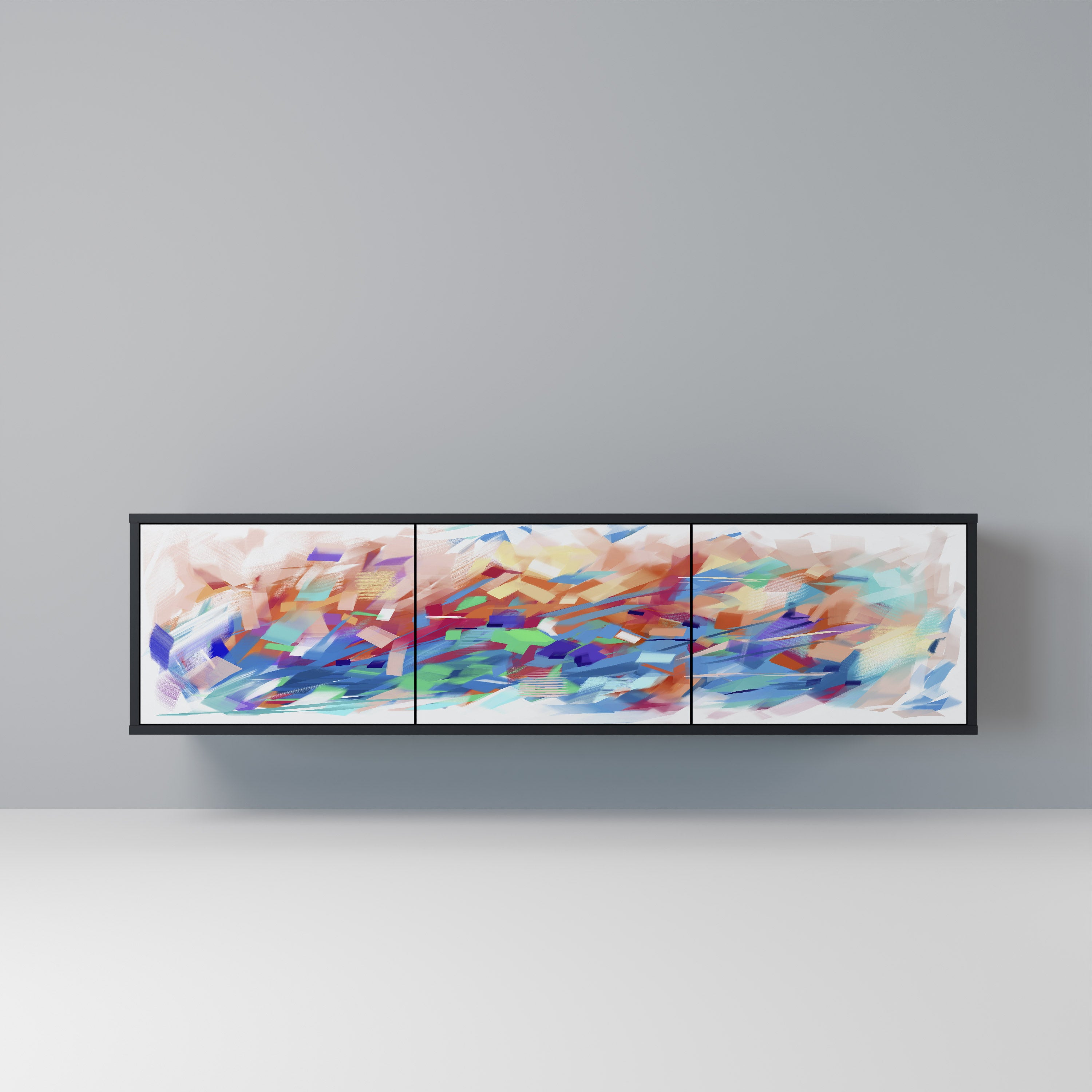 Mueble de TV de 3 puertas FINESSE MASH-UP con acabado negro