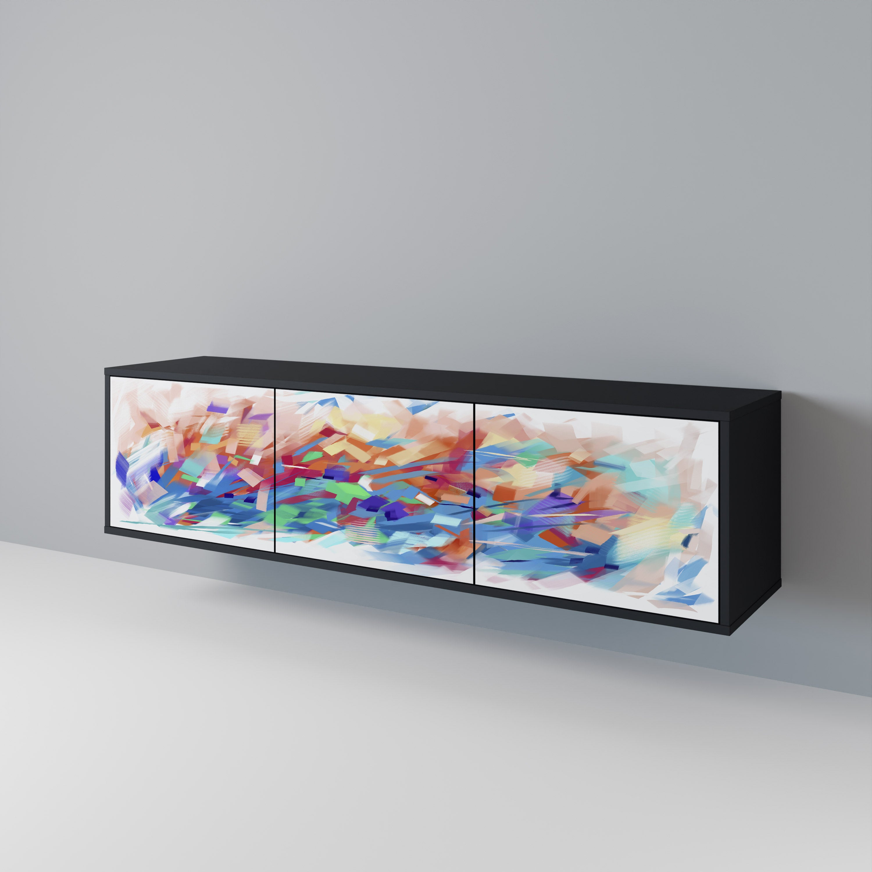 Mueble de TV de 3 puertas FINESSE MASH-UP con acabado negro