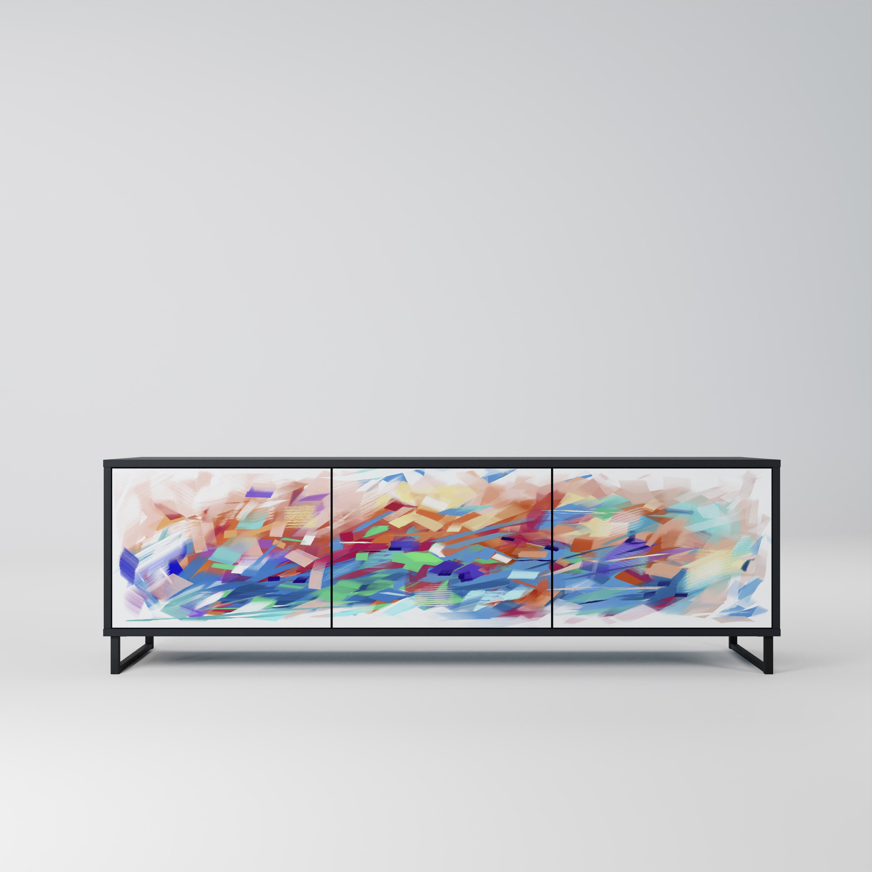 Mueble de TV de 3 puertas FINESSE MASH-UP con acabado negro