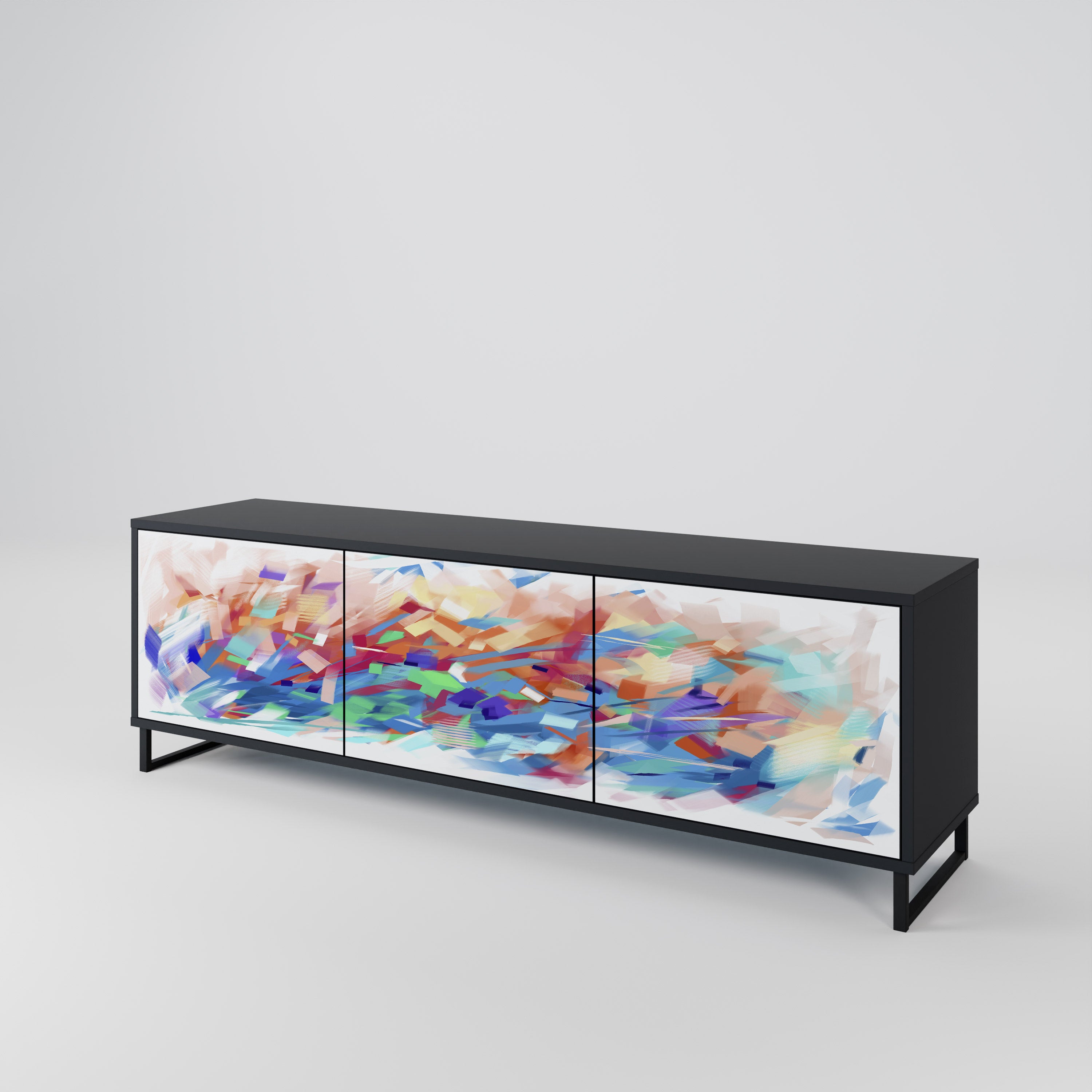 Mueble de TV de 3 puertas FINESSE MASH-UP con acabado negro