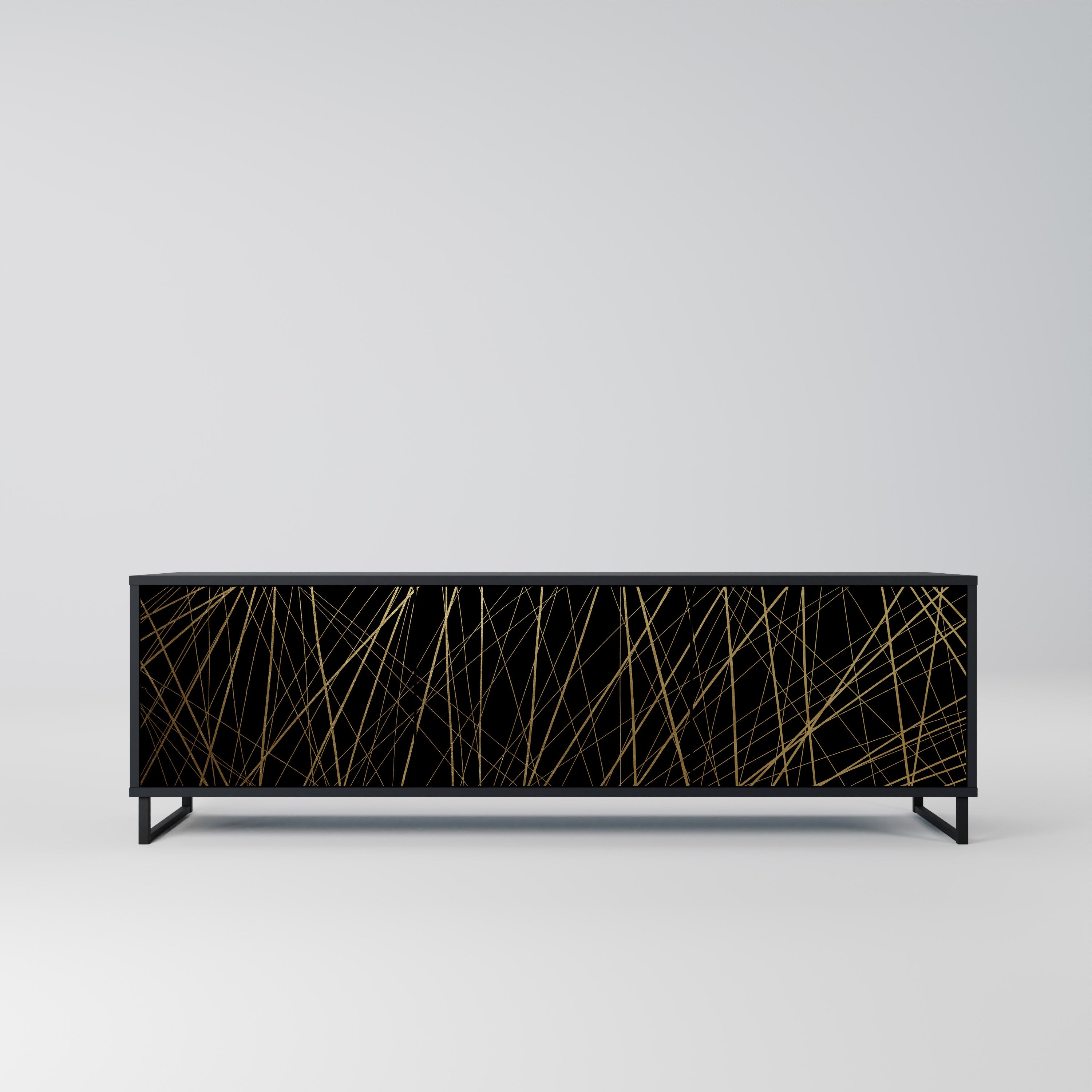 Mueble para TV de 3 puertas BRIGHT MESH con acabado negro