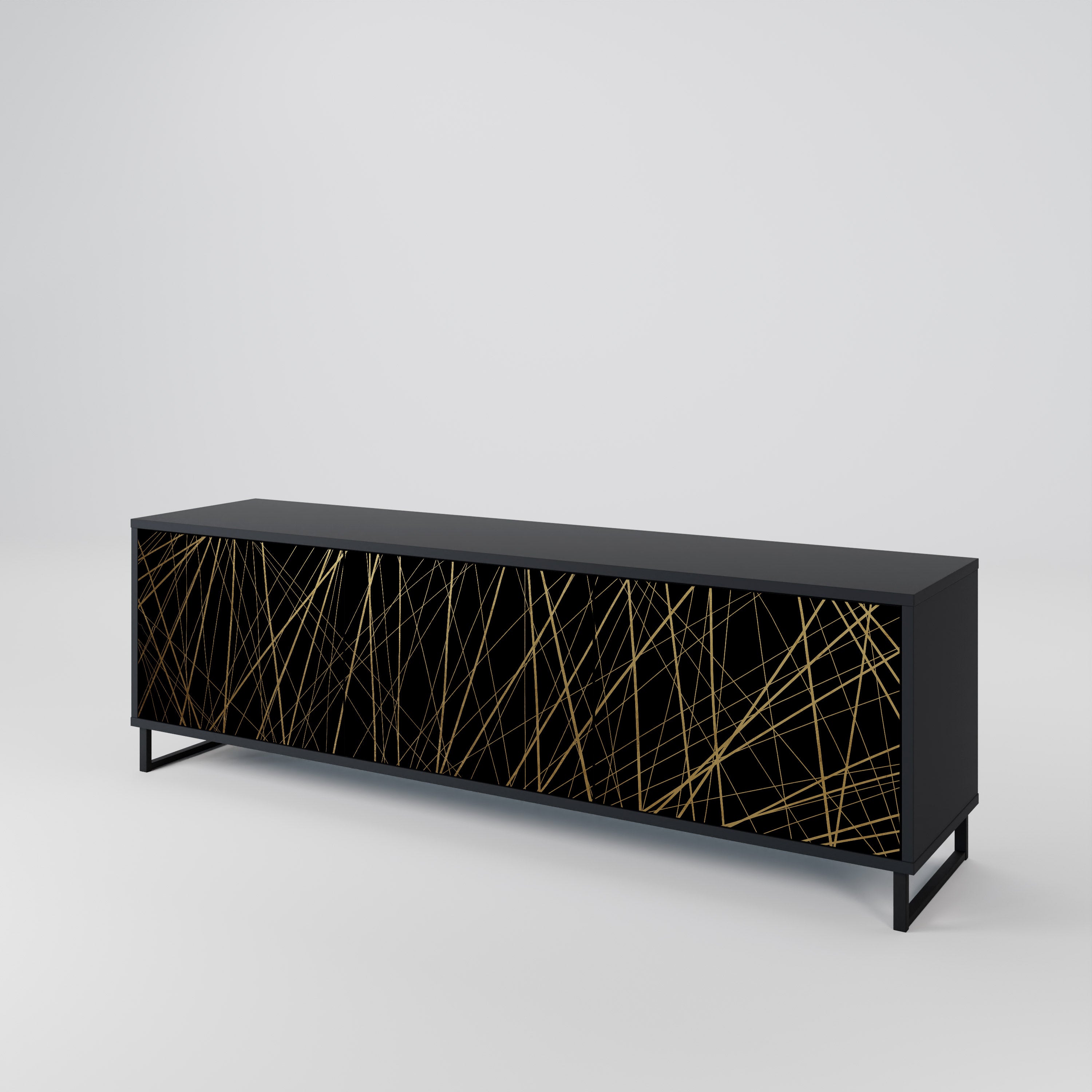 Mueble para TV de 3 puertas BRIGHT MESH con acabado negro