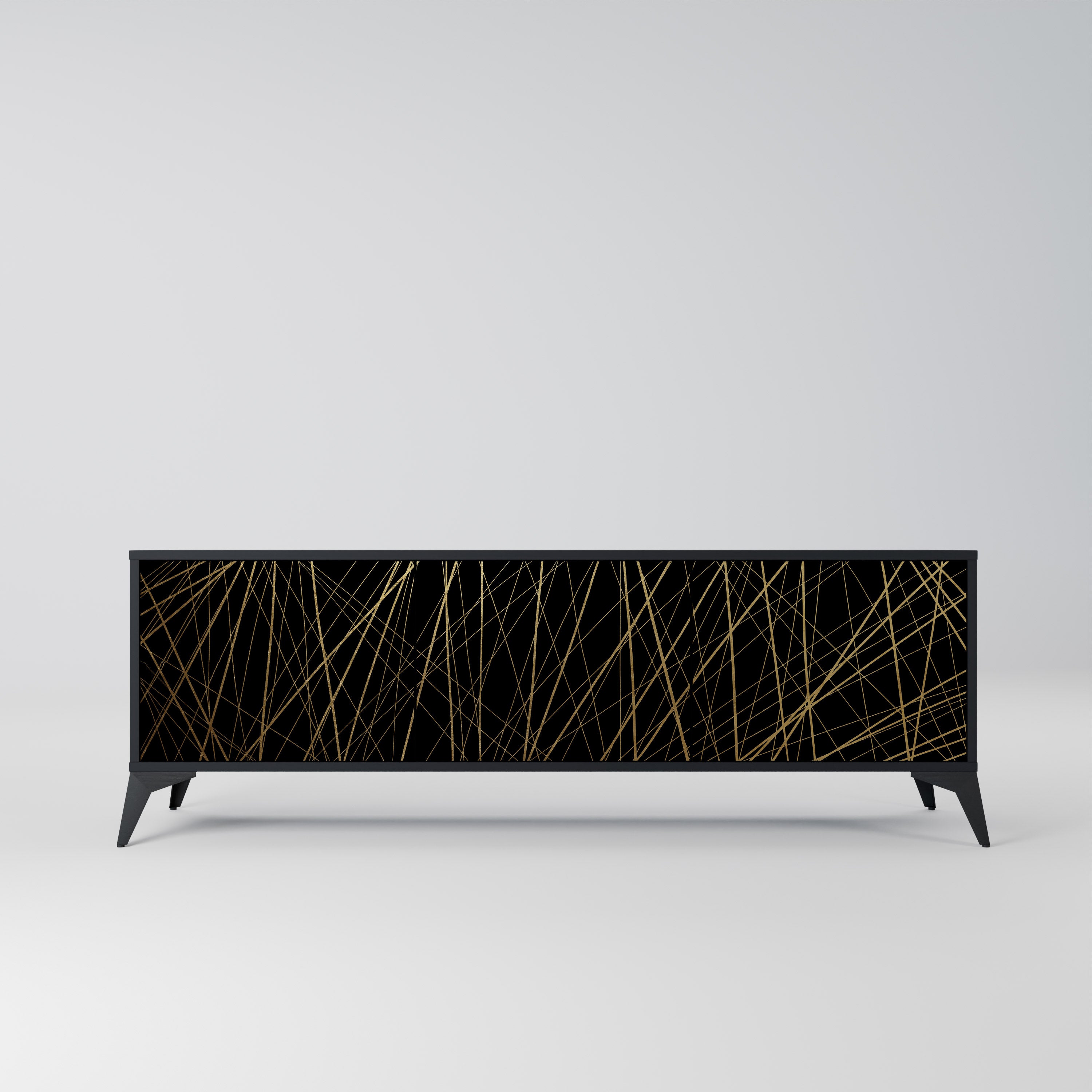 Mueble para TV de 3 puertas BRIGHT MESH con acabado negro