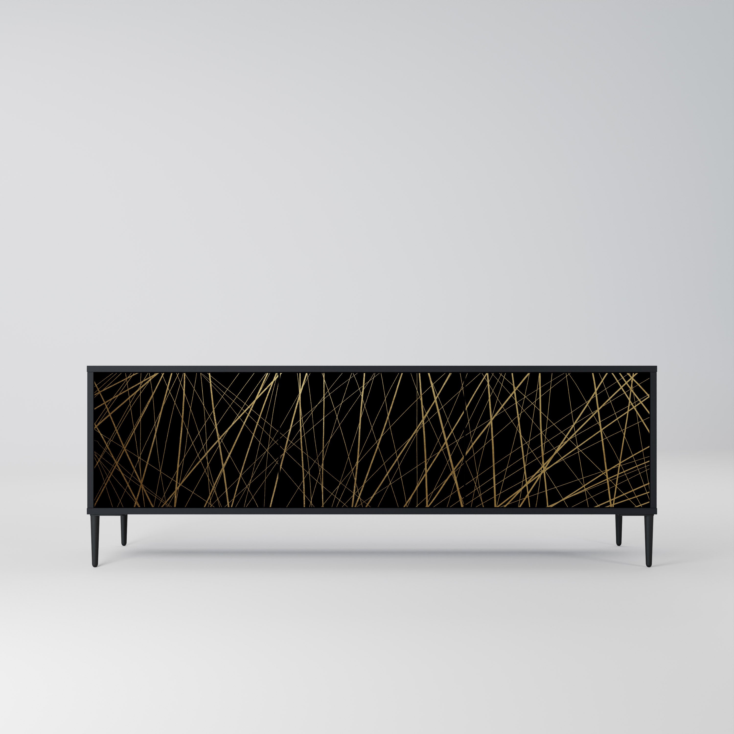 Mueble para TV de 3 puertas BRIGHT MESH con acabado negro