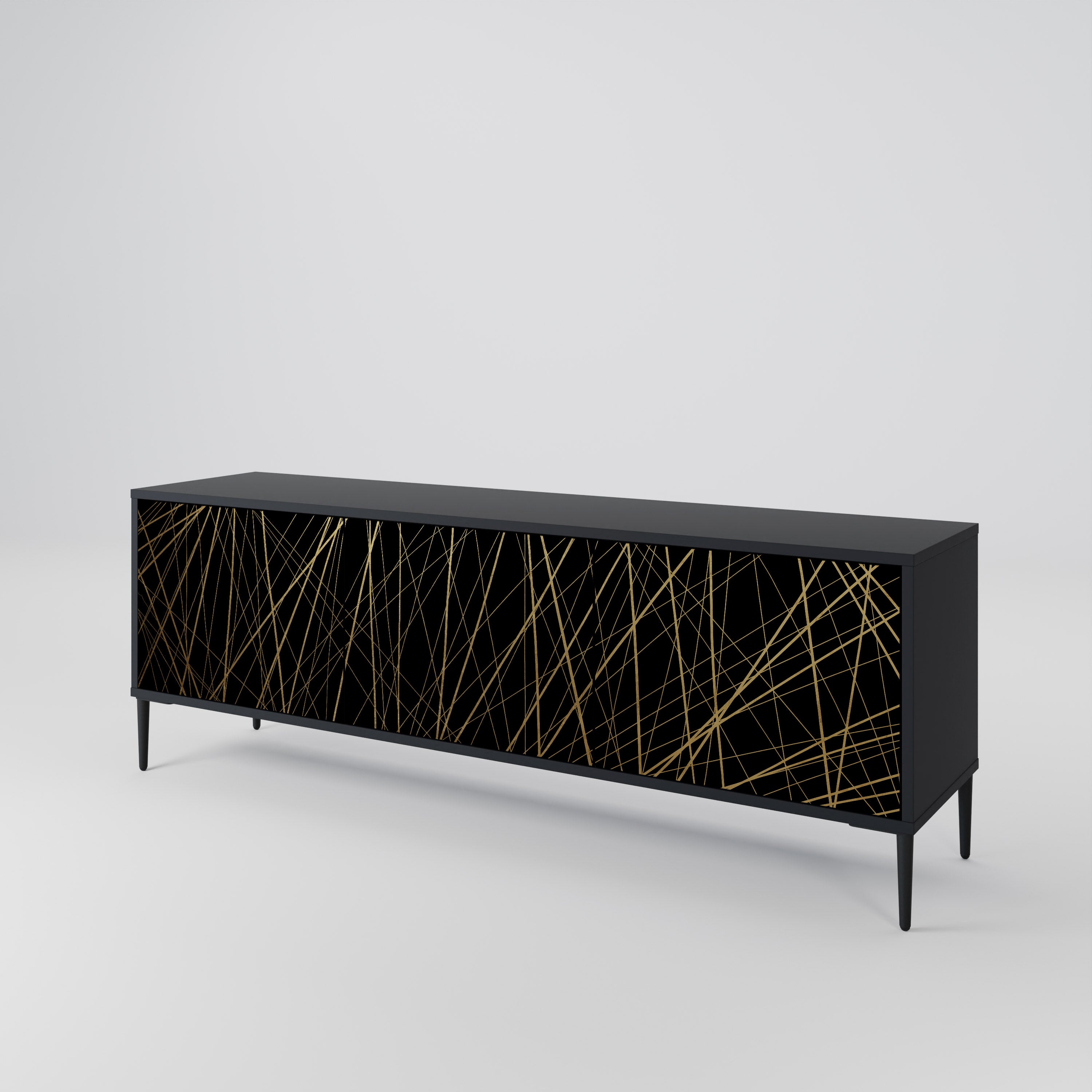 Mueble para TV de 3 puertas BRIGHT MESH con acabado negro