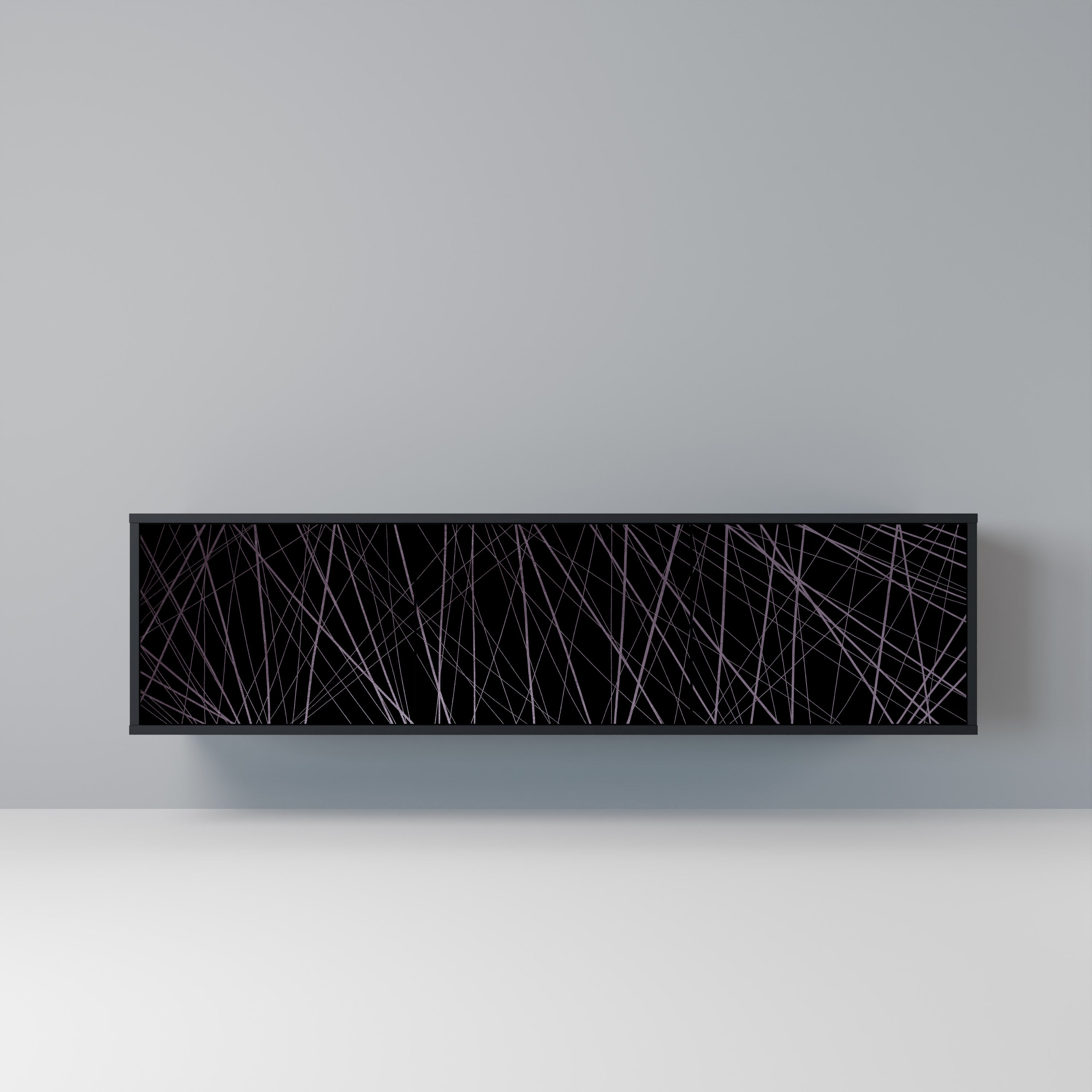 Mueble de TV de 3 puertas SHIMMER SPIDEGRAM con acabado negro