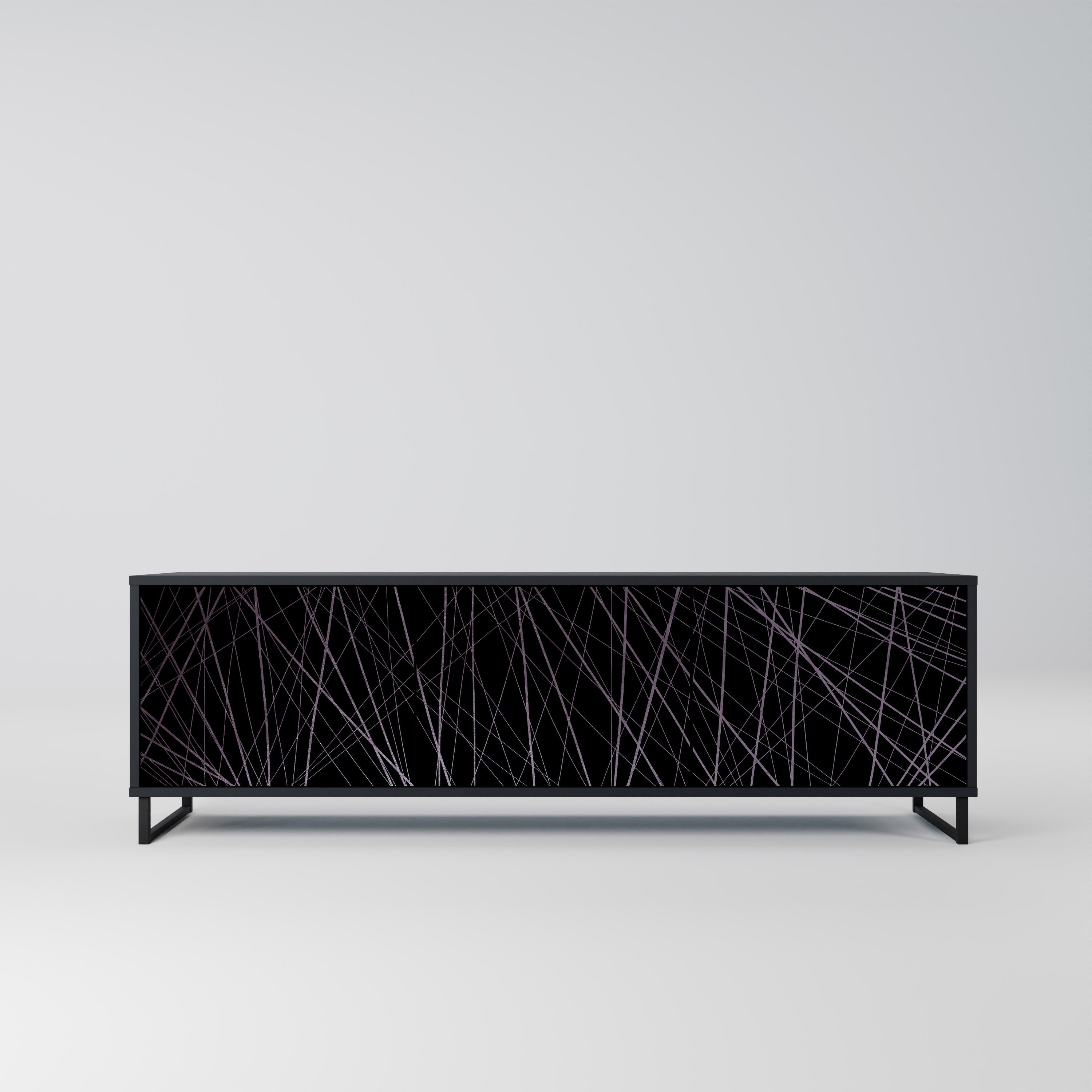 Mueble de TV de 3 puertas SHIMMER SPIDEGRAM con acabado negro