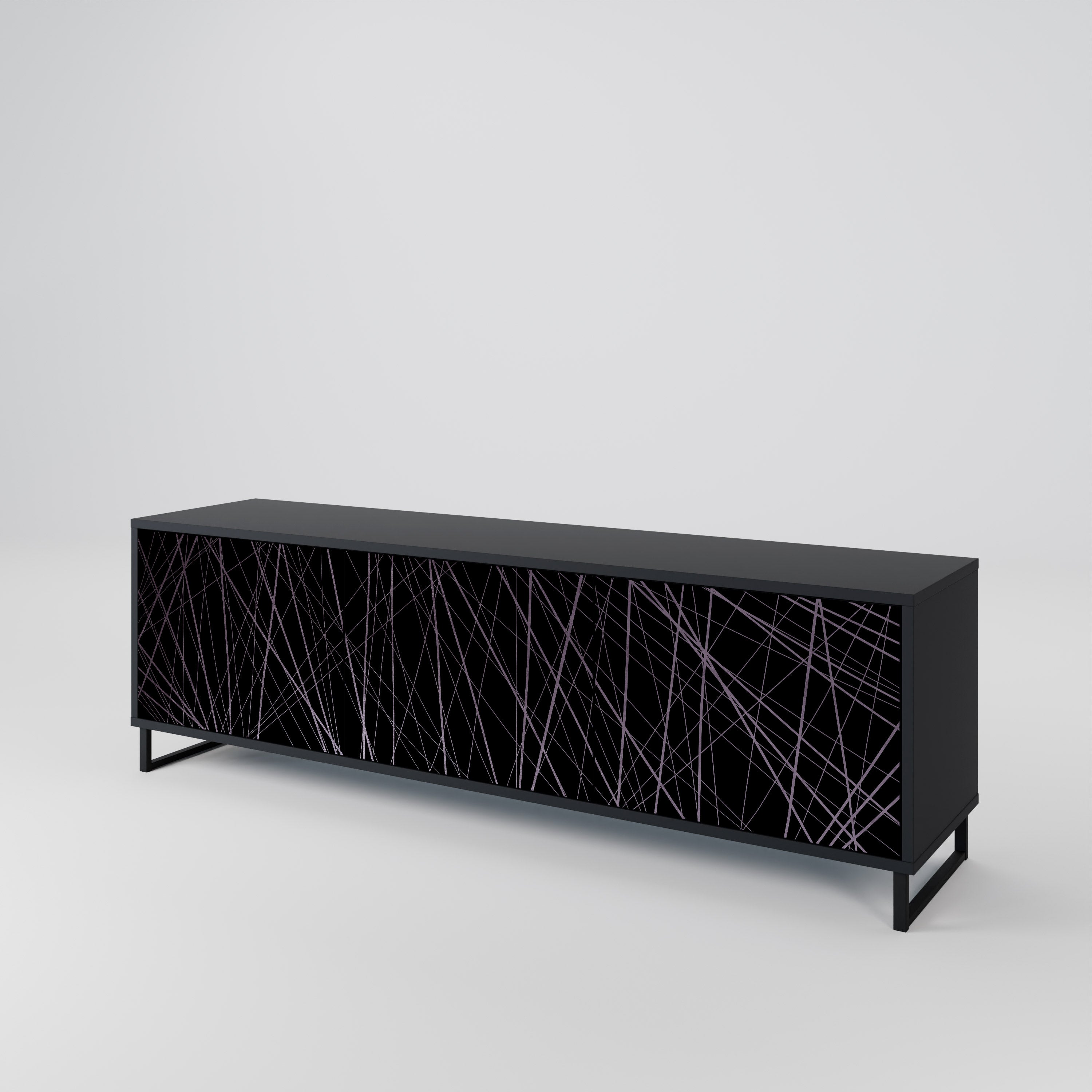 Mueble de TV de 3 puertas SHIMMER SPIDEGRAM con acabado negro