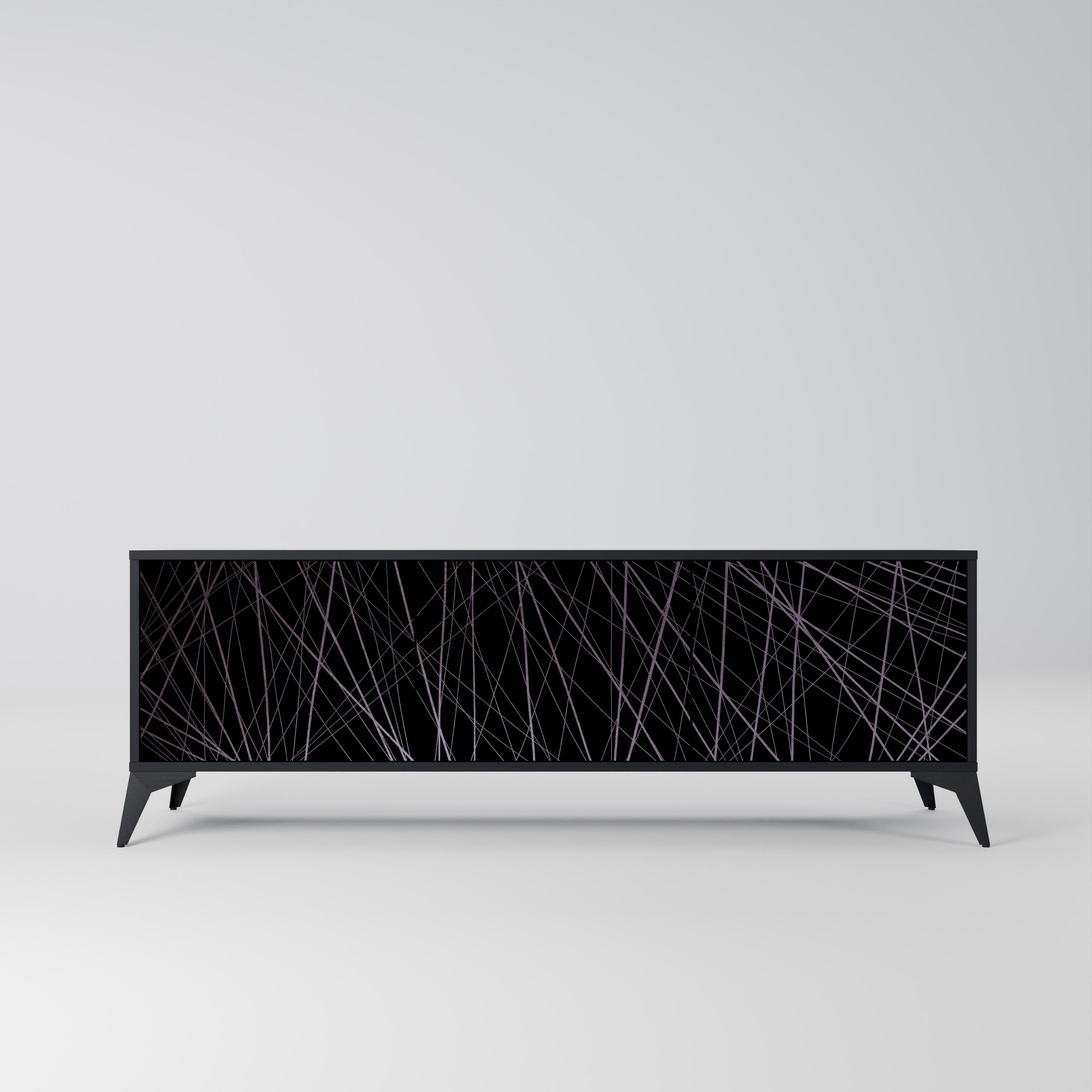 Mueble de TV de 3 puertas SHIMMER SPIDEGRAM con acabado negro