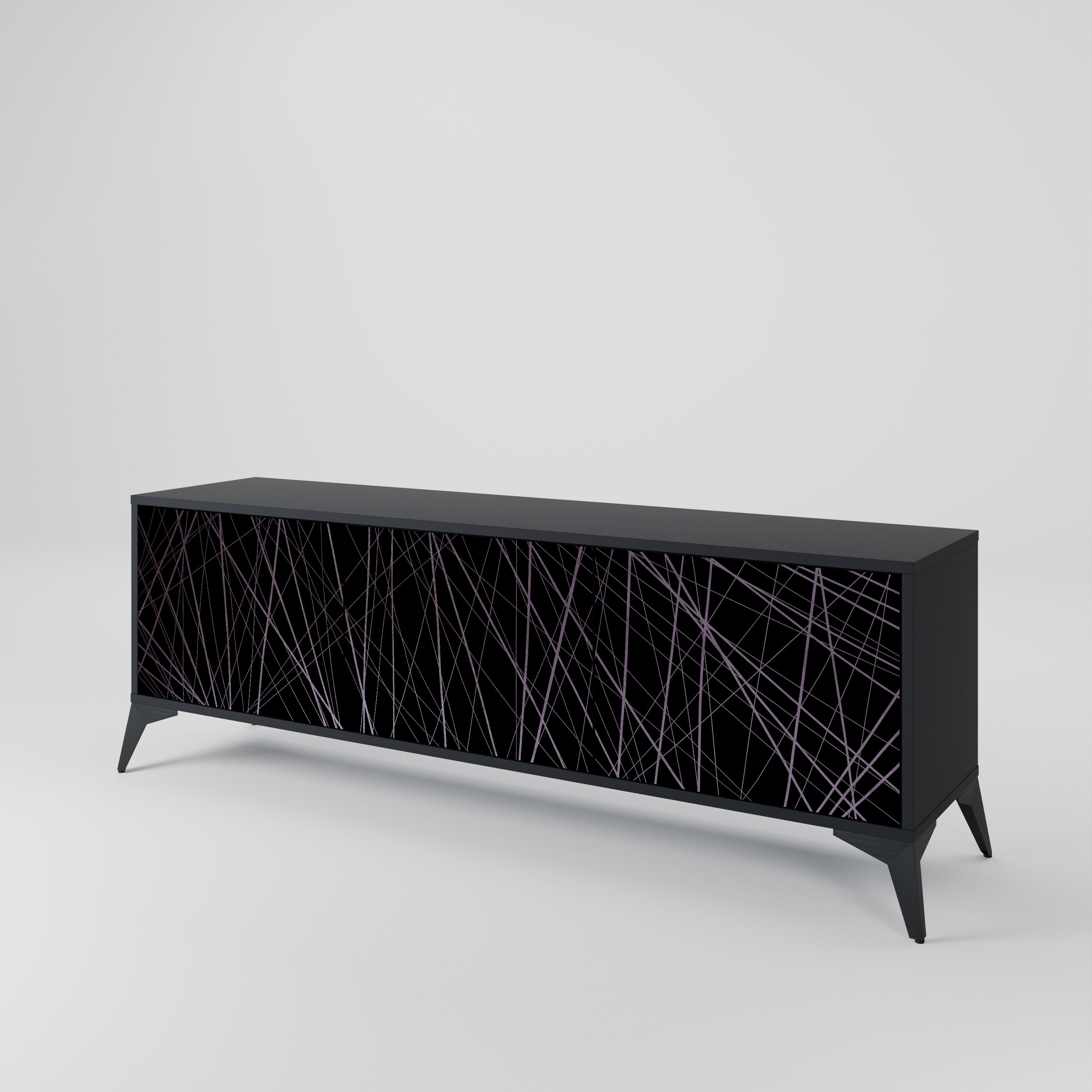 Mueble de TV de 3 puertas SHIMMER SPIDEGRAM con acabado negro