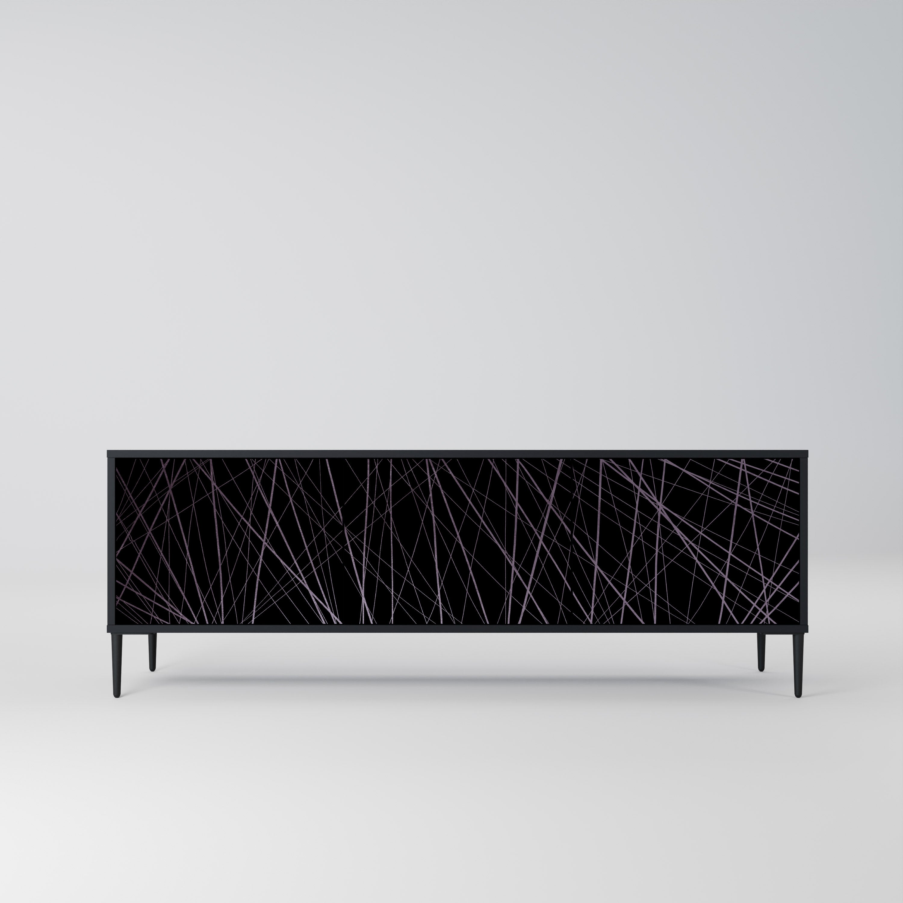 Mueble de TV de 3 puertas SHIMMER SPIDEGRAM con acabado negro