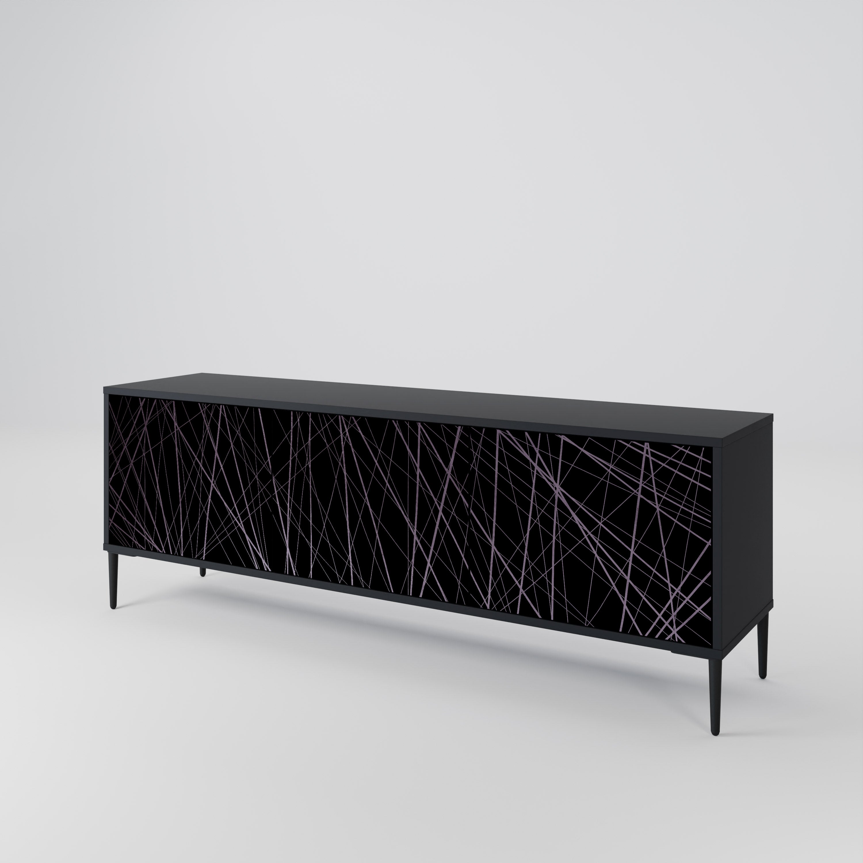 Mueble de TV de 3 puertas SHIMMER SPIDEGRAM con acabado negro