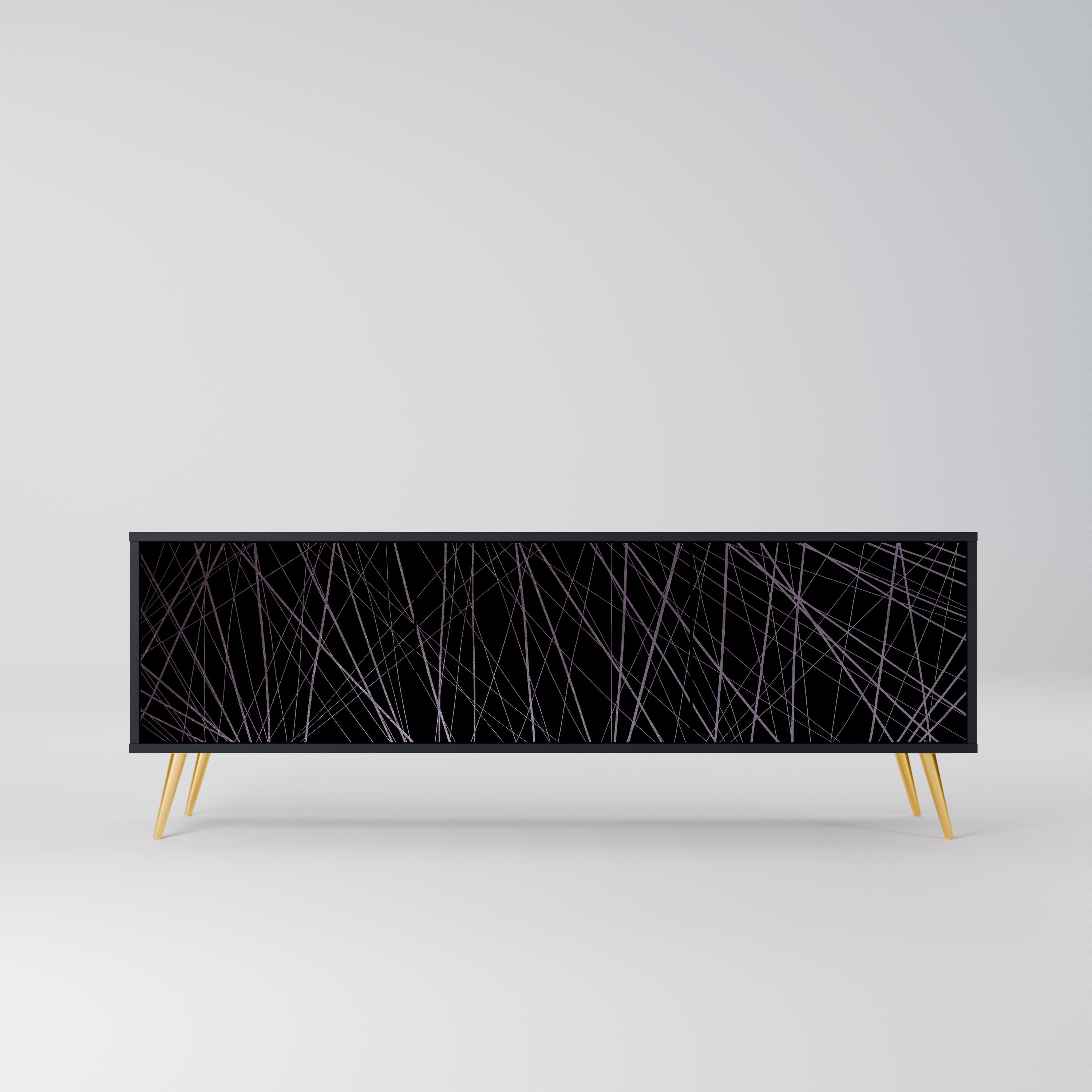 Mueble de TV de 3 puertas SHIMMER SPIDEGRAM con acabado negro