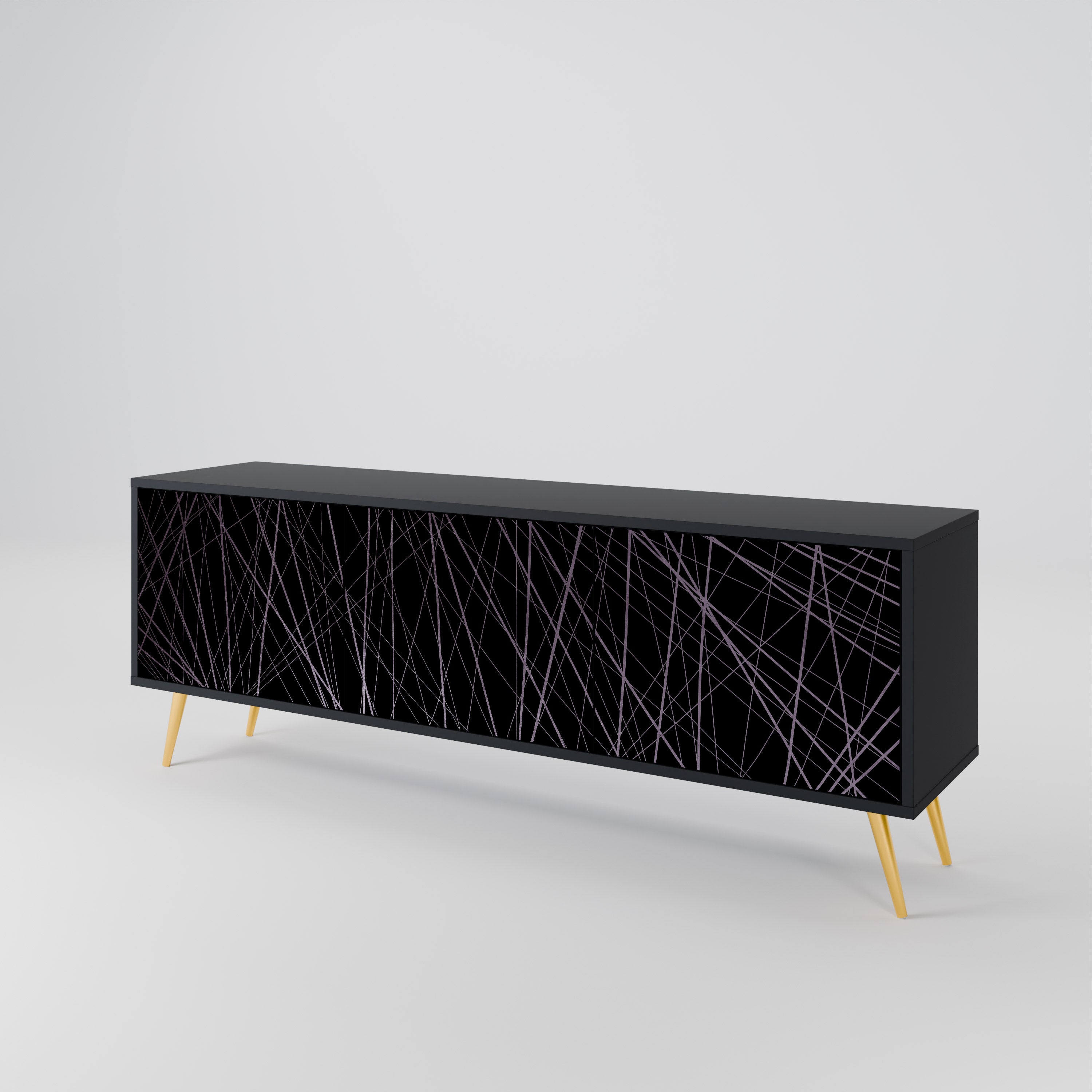 Mueble de TV de 3 puertas SHIMMER SPIDEGRAM con acabado negro